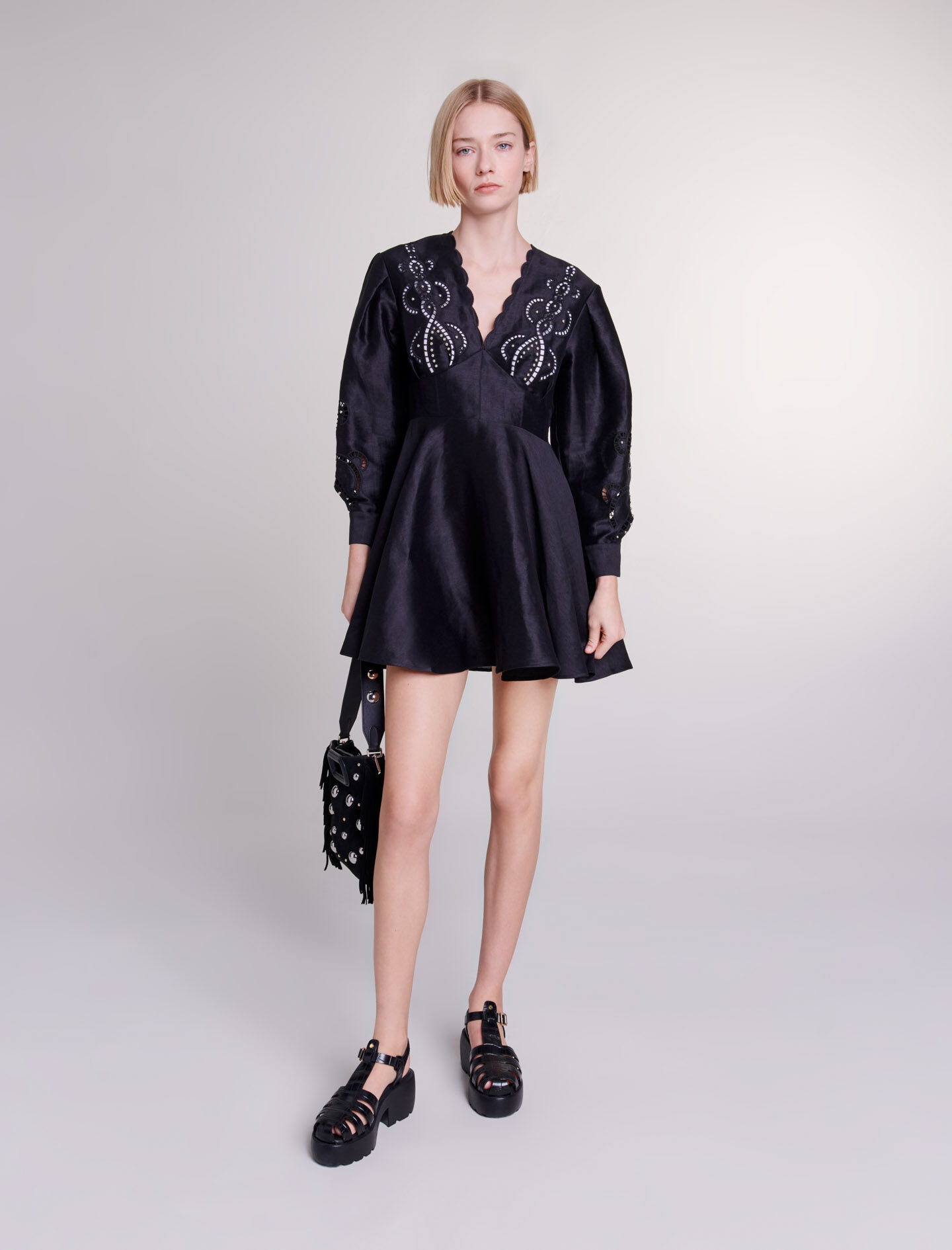 Short embroidered dress hotsell