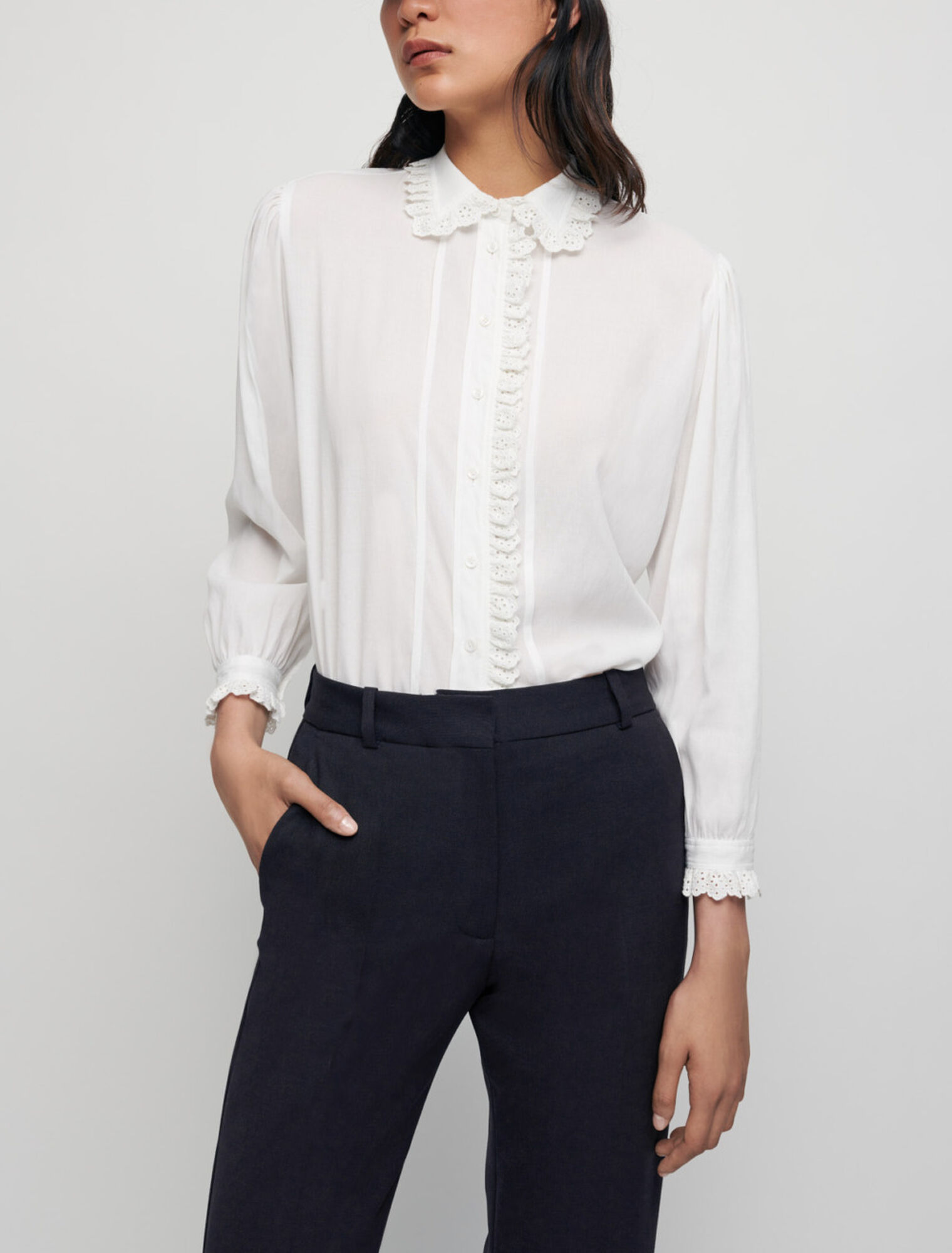 Voile shirt with Peter Pan collar