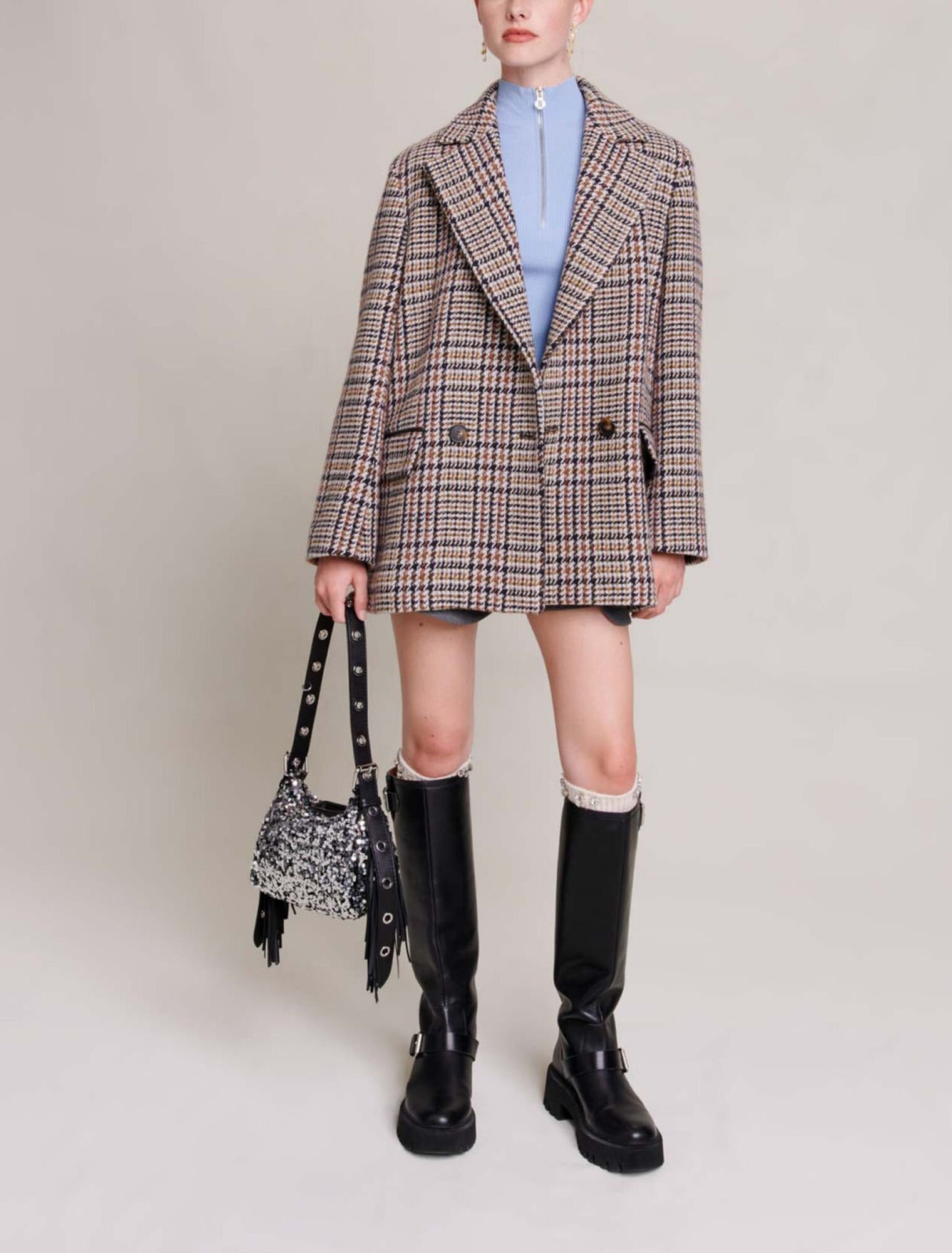 Short checked jacket
