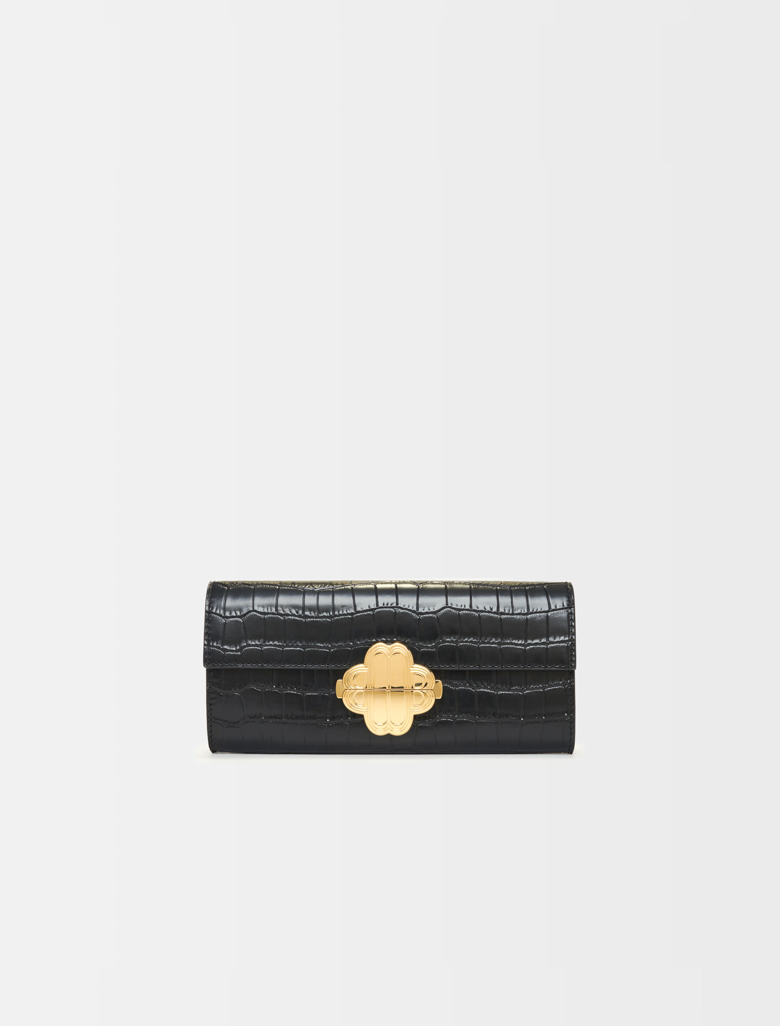 Croc-effect embossed leather bag