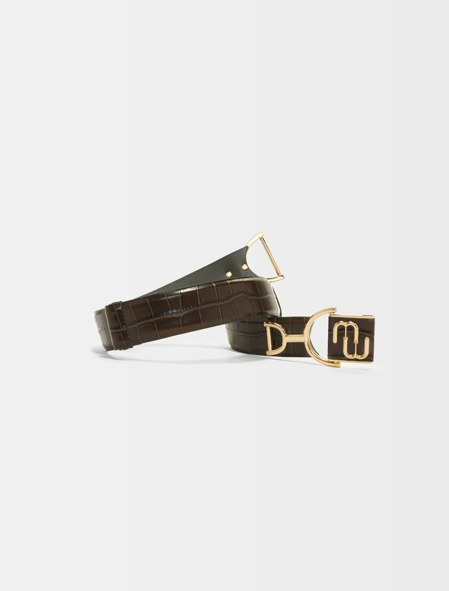 Maje double M leather belt Black / Gray For Women | Maje 