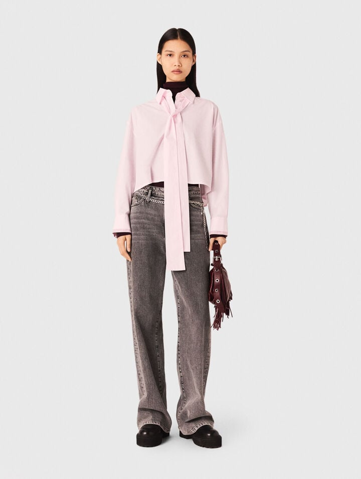 Wide-leg jeans with chain-link belt