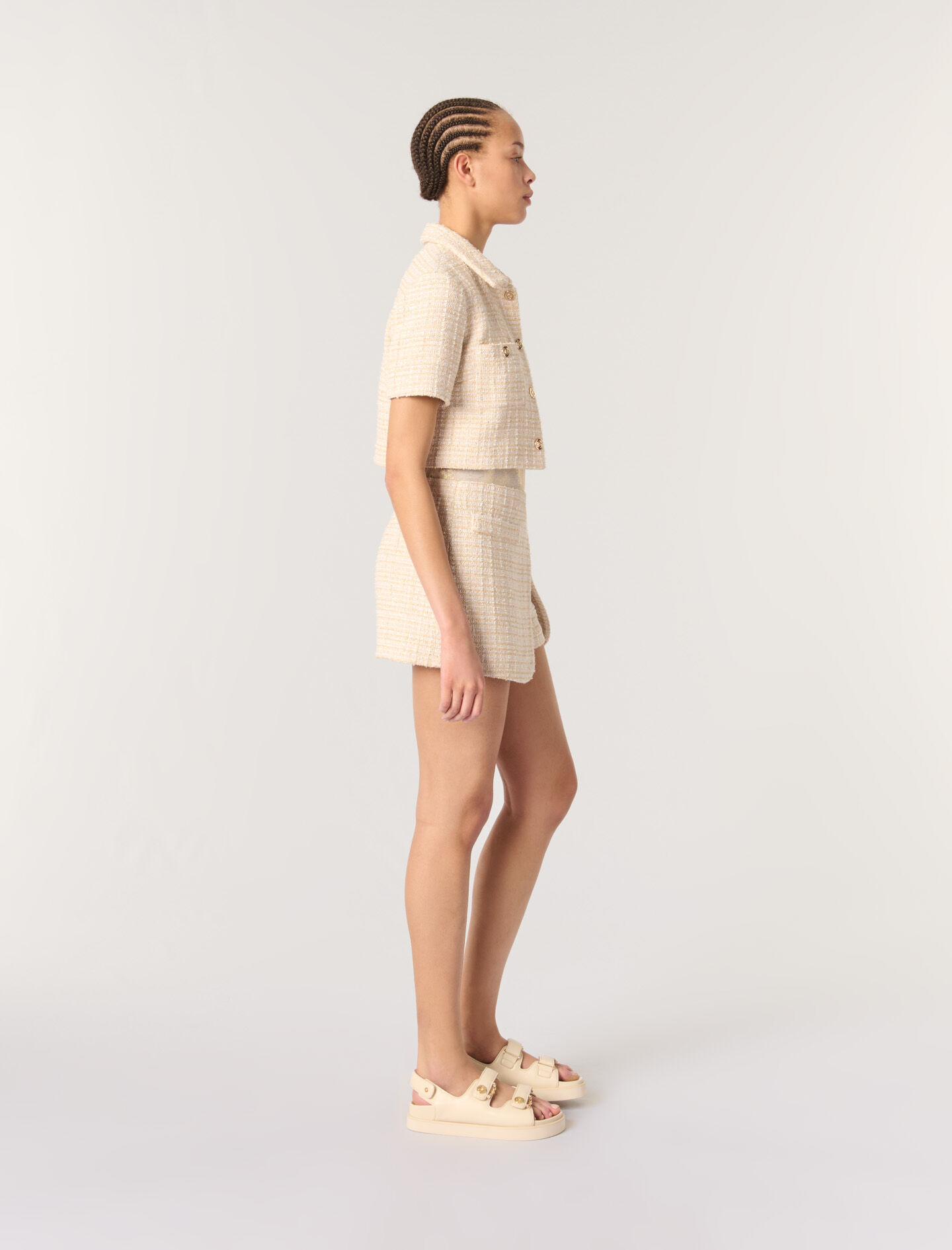 【INCHANT ME】Vivi loose fit half tweed jacket Short tweed jacket Natural For Women | Maje