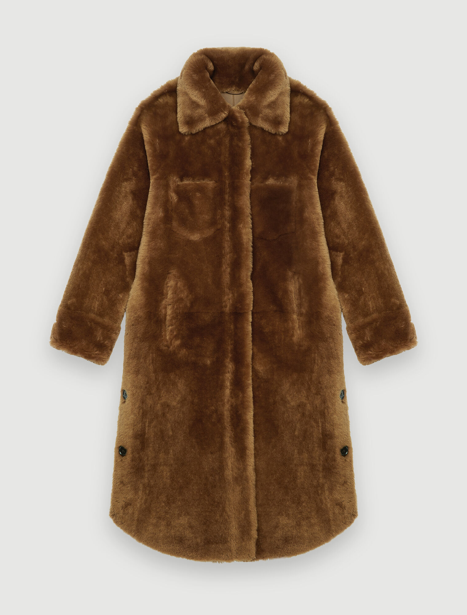 Reversible shearling coat