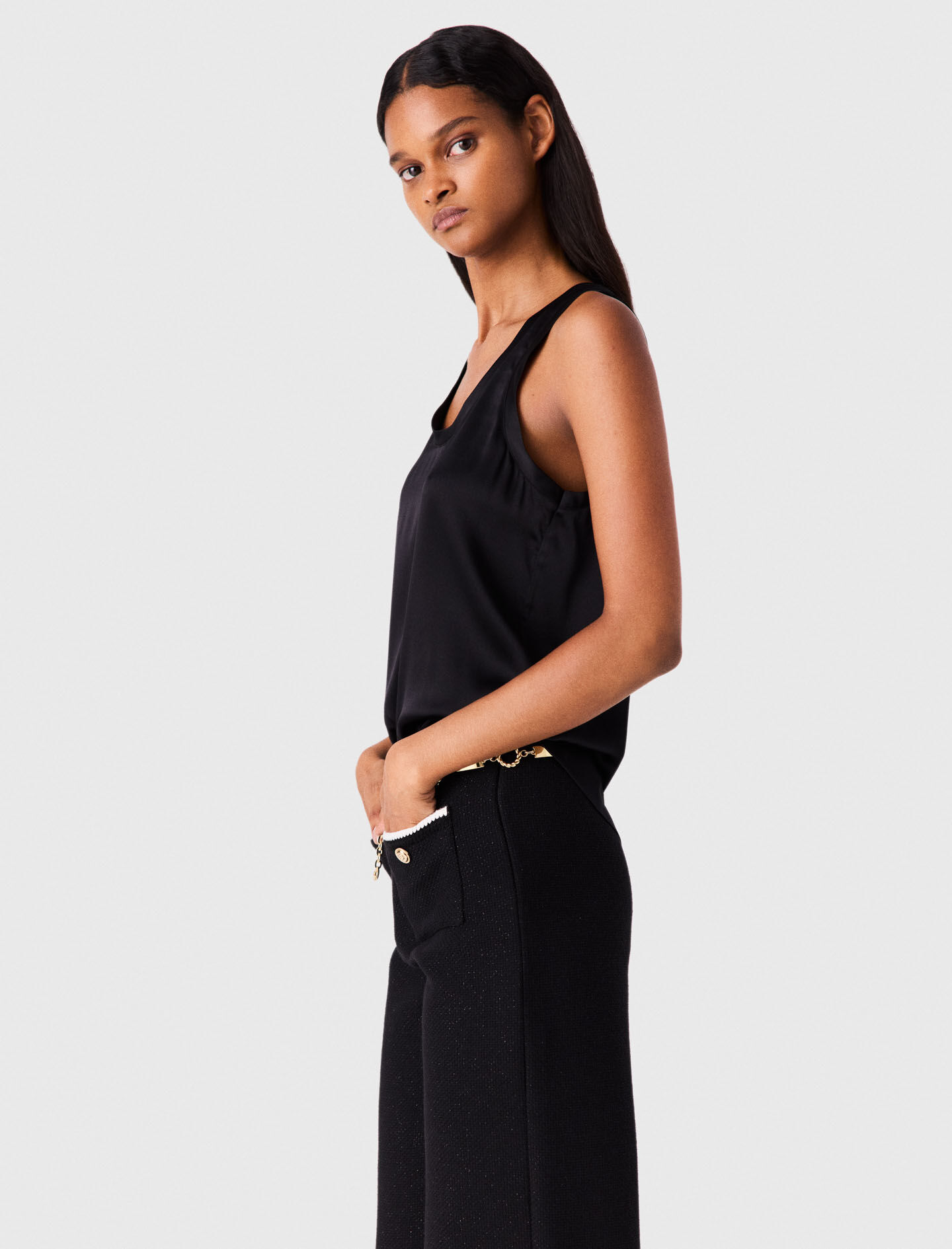 Silk tank top Black / Gray For Women | Maje