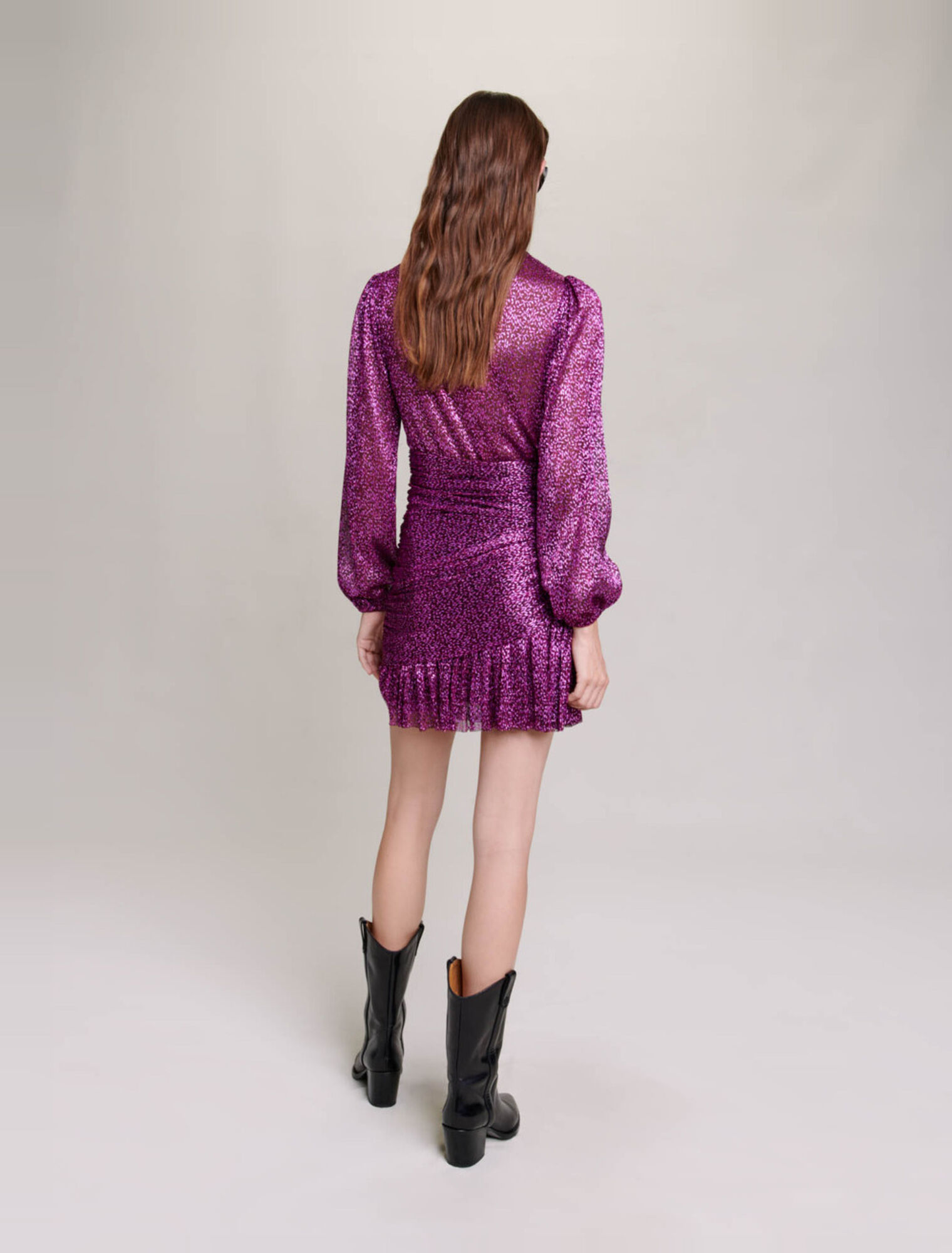 Metallic fibre pleated dress