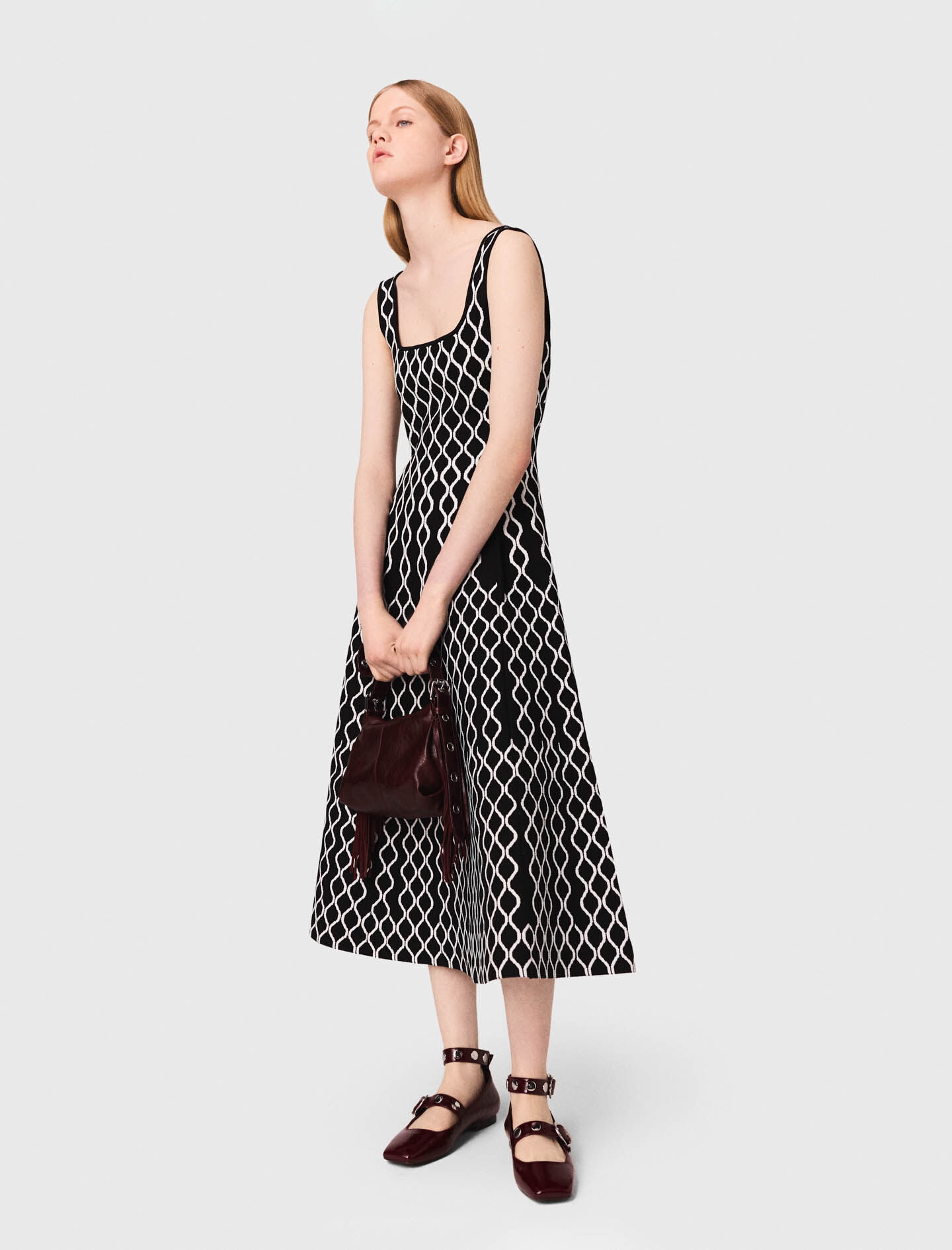 Jacquard knit midi dress Bicolor For Women | Maje