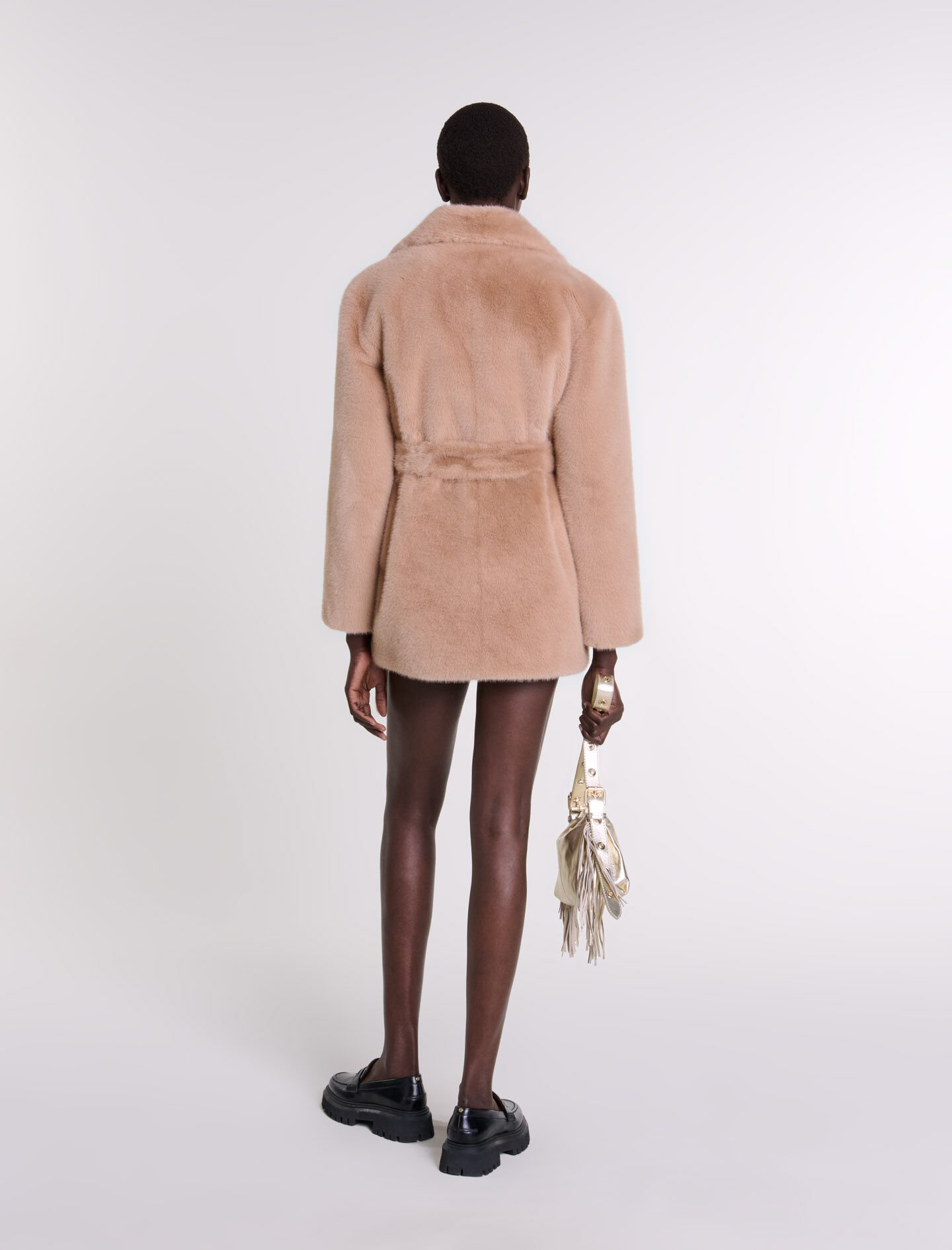 Faux fur coat Brown For Women | Maje