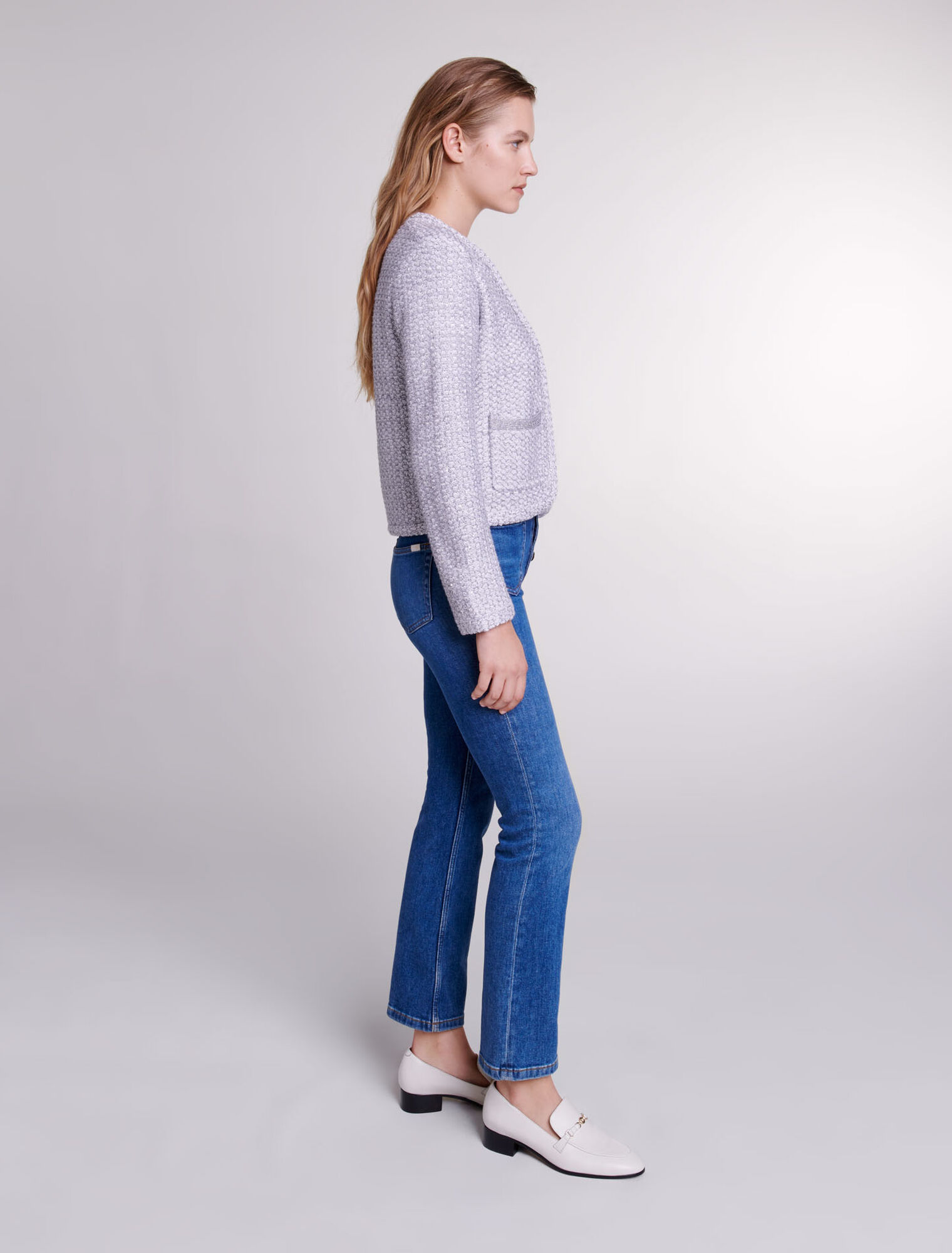 Tweed-look knit cardigan