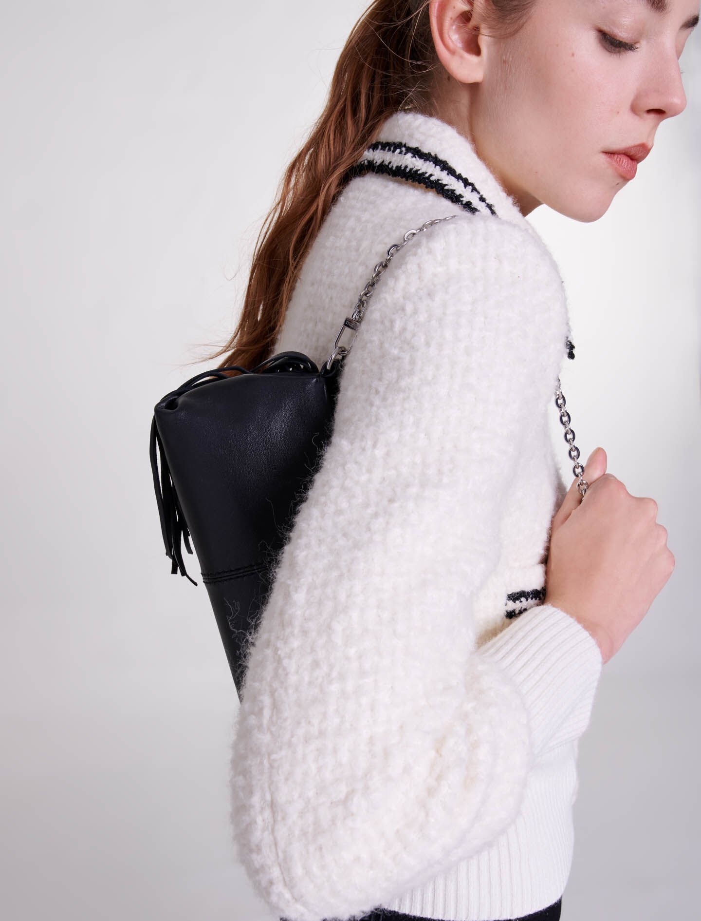 Contrasting tweed-style jacket White For Women | Maje