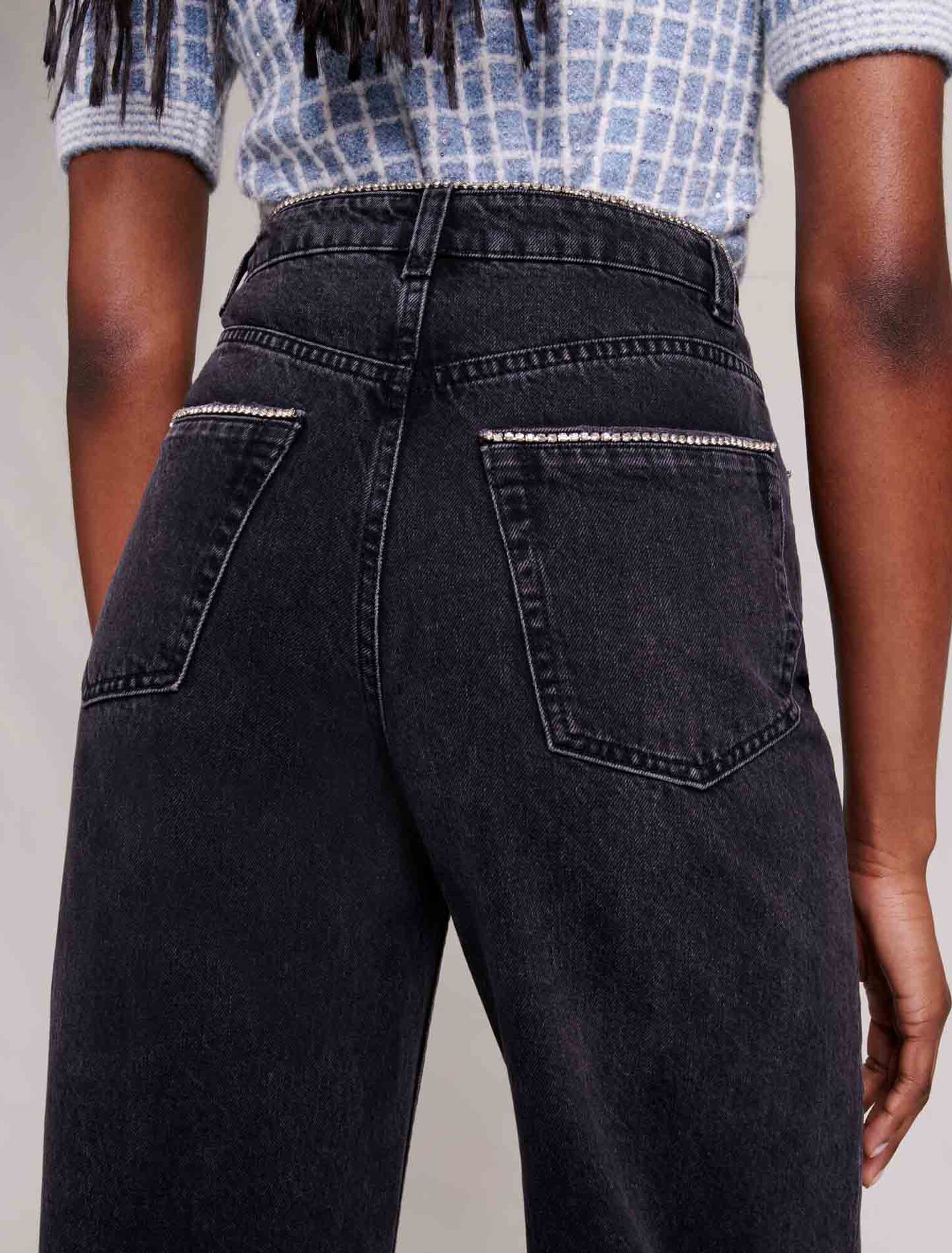 Wide-leg jeans with rhinestones