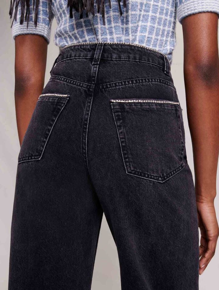 Wide-leg jeans with rhinestones