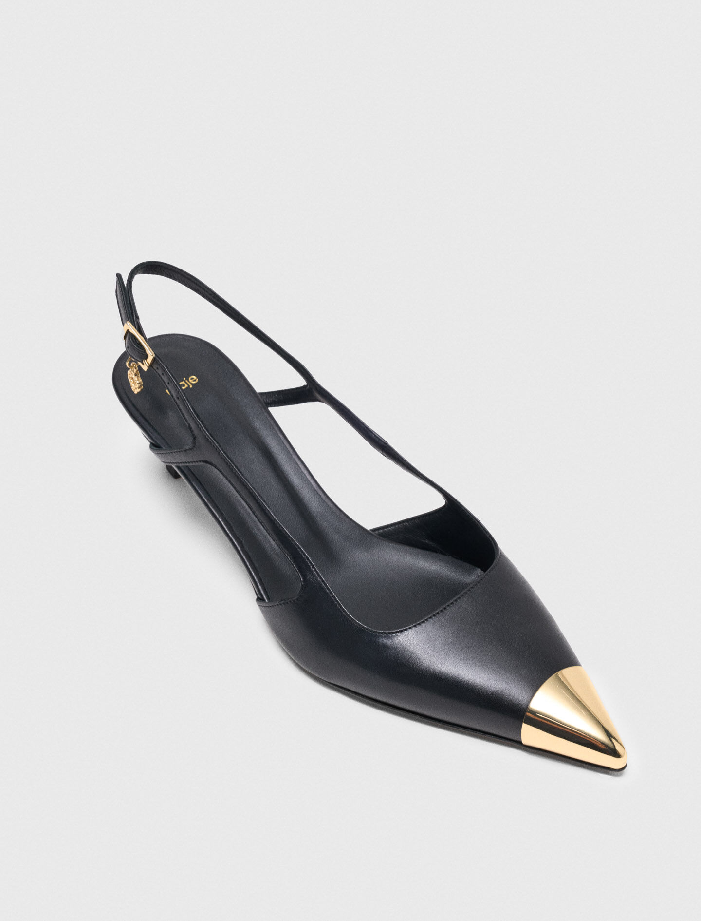 Smooth leather slingback pumps Black / Gray For Women | Maje
