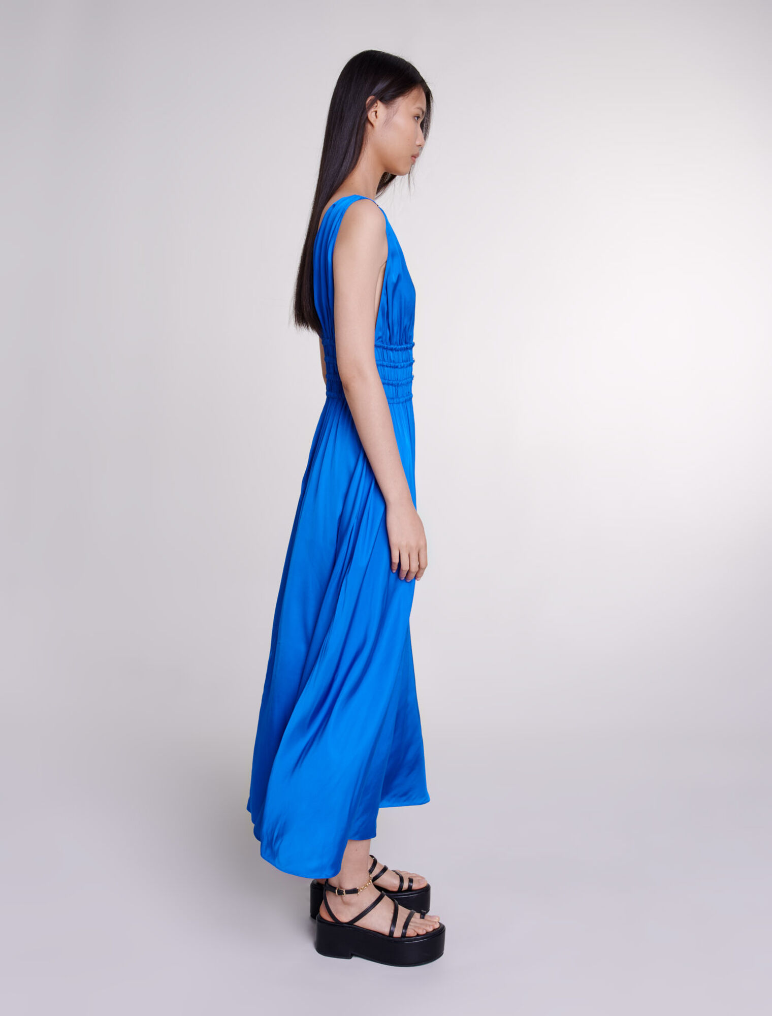 Openwork satin-effect dress