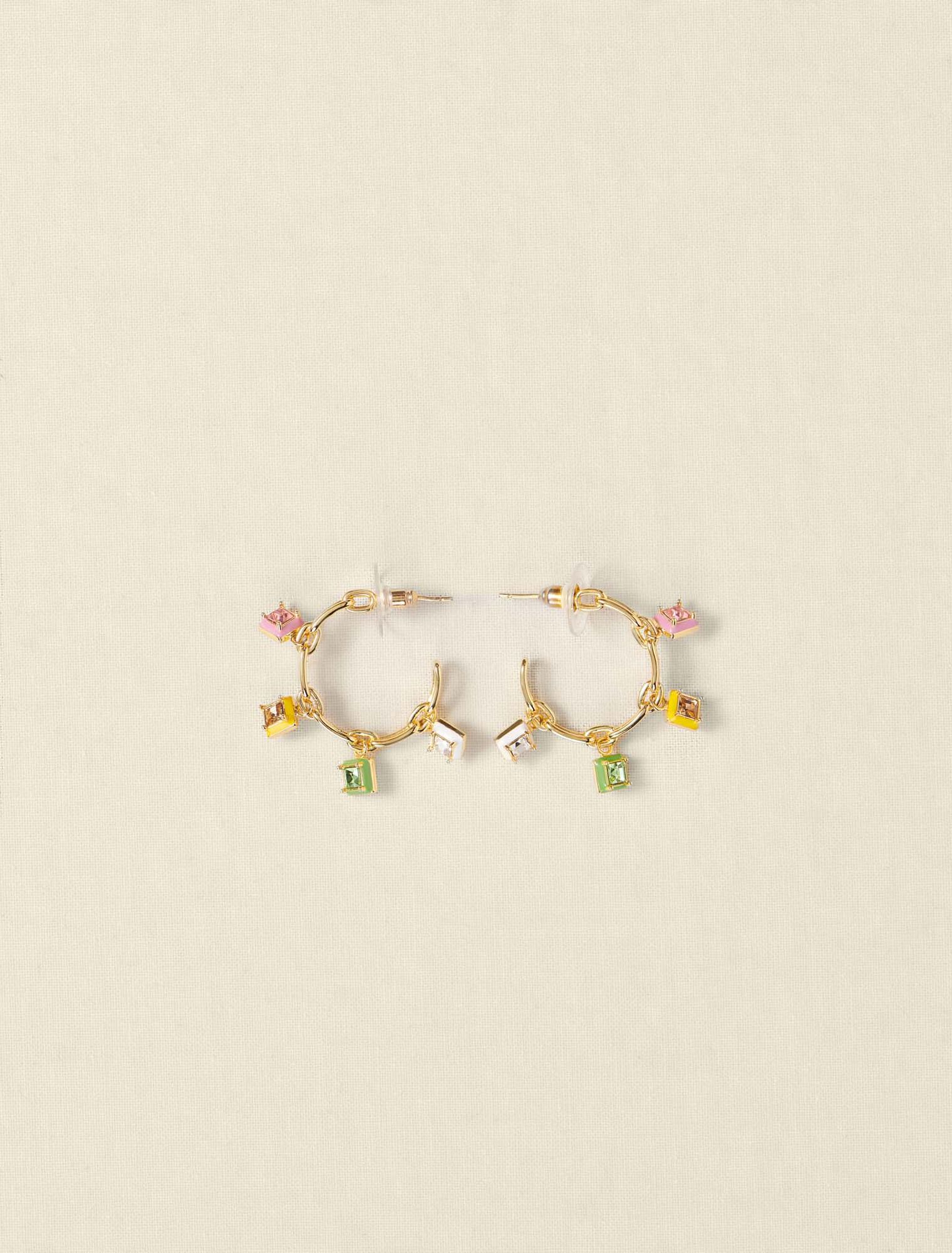 Hoops with rhinestones and enamel