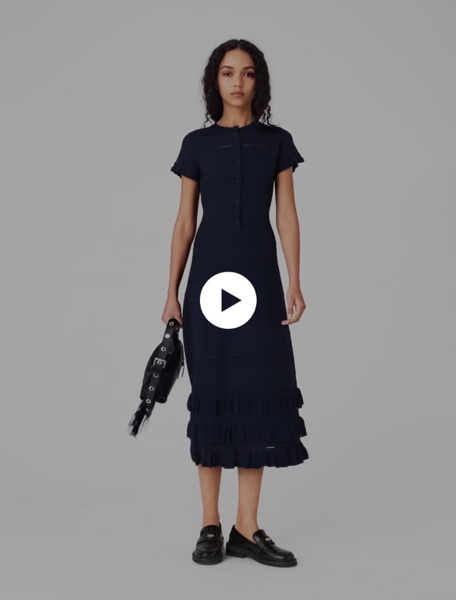 Knit maxi dress with ruffles