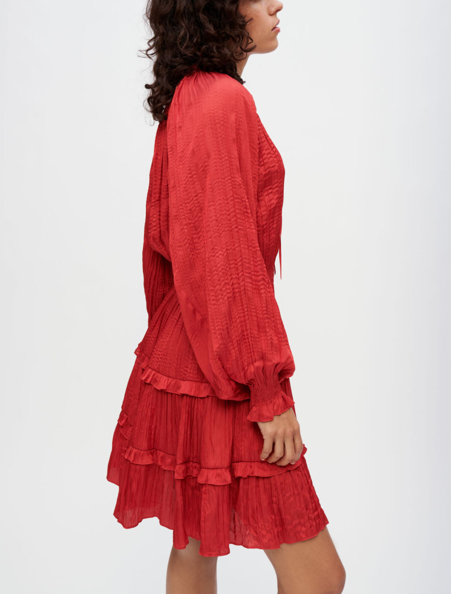 Fluid, pleated satin dress