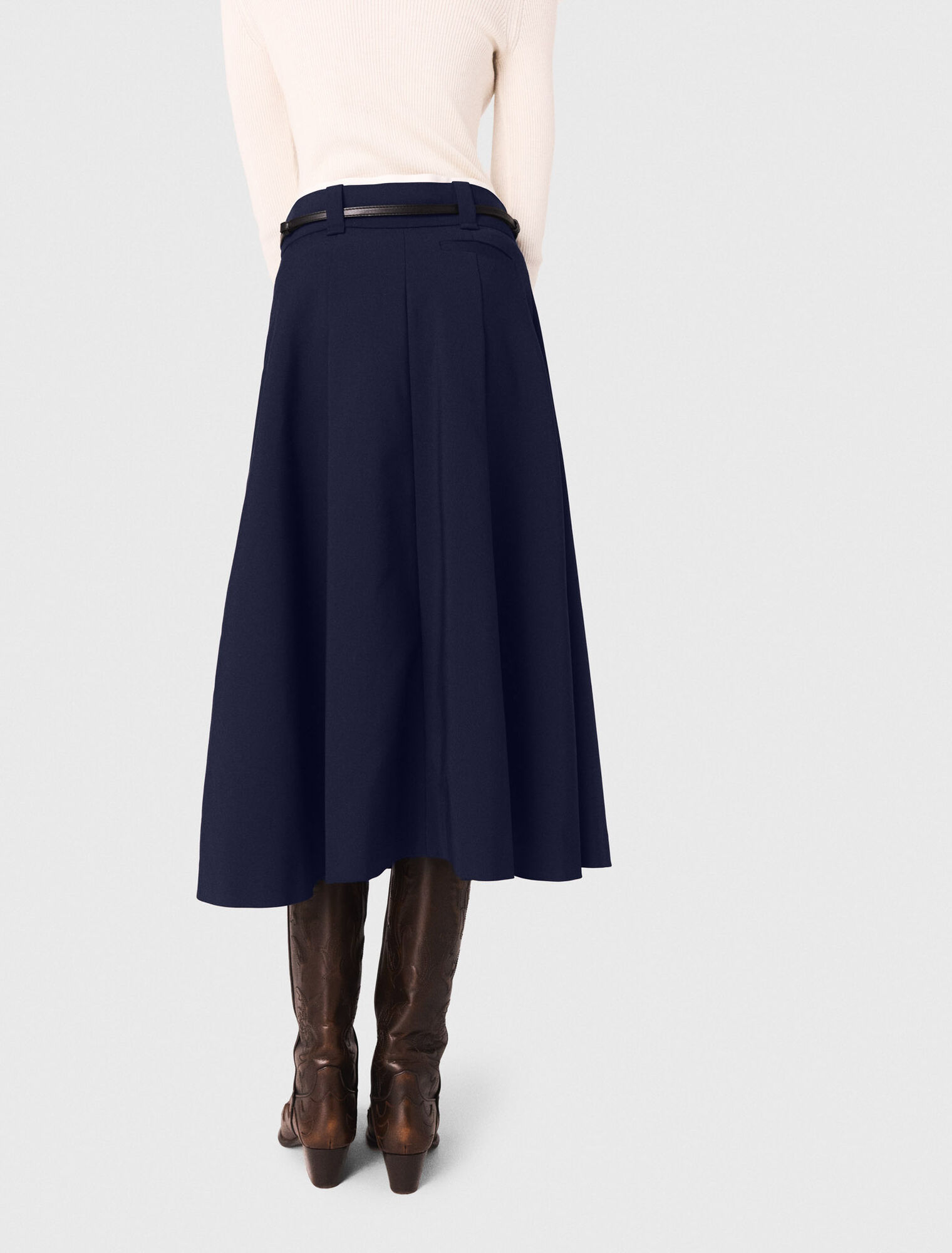 Long cotton skirt with belt
