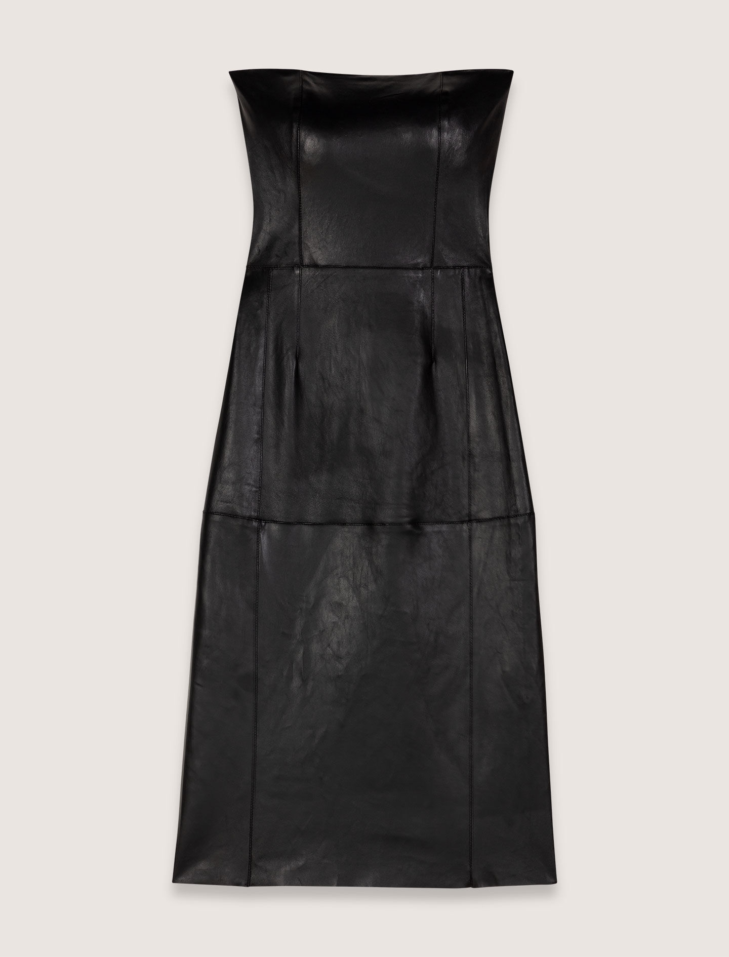 Bustier leather midi dress Black / Gray For Women | Maje