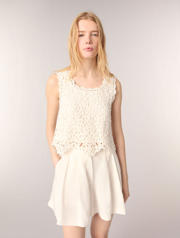 Crochet-knit sleeveless top