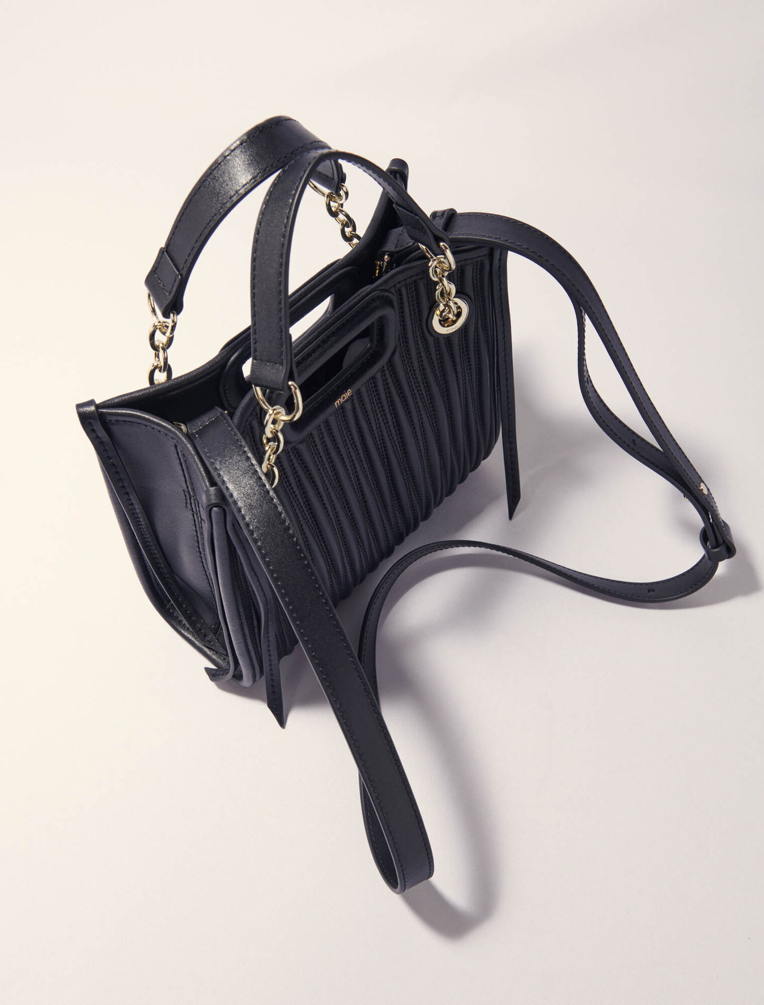 Mini quilted leather tote bag Black / Gray For Women | Maje