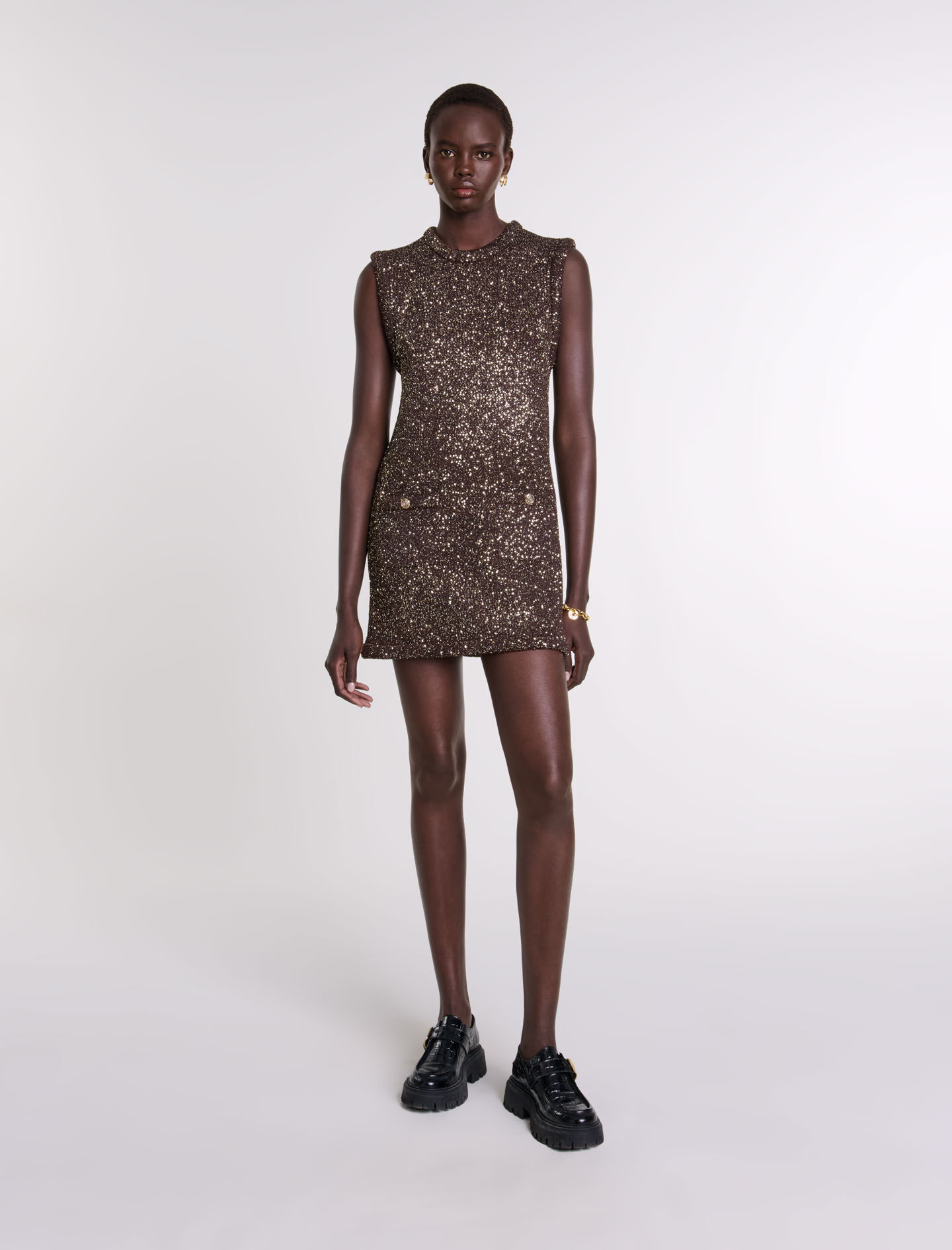 Short sequin dress Brown For Women | Maje