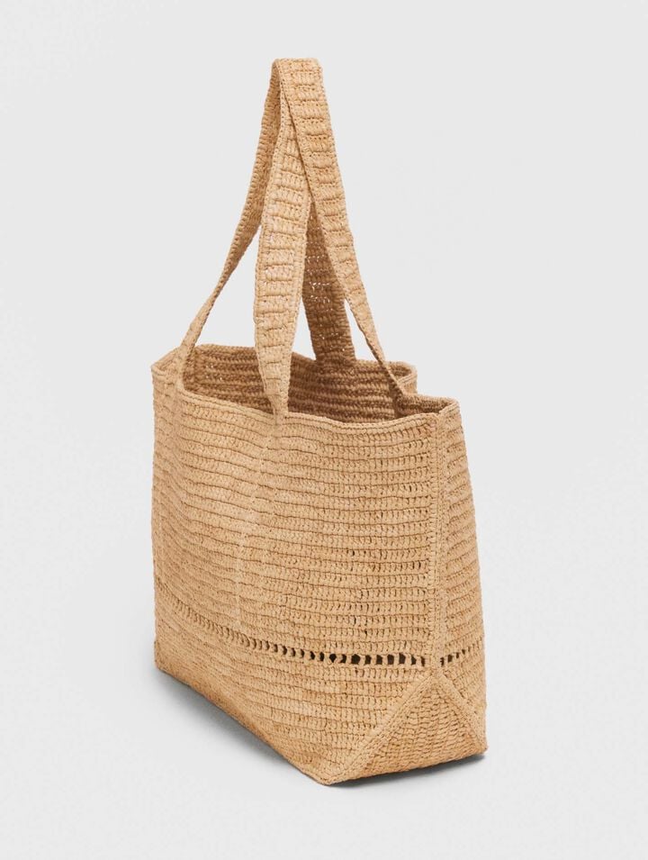 Crocheted raffia tote bag