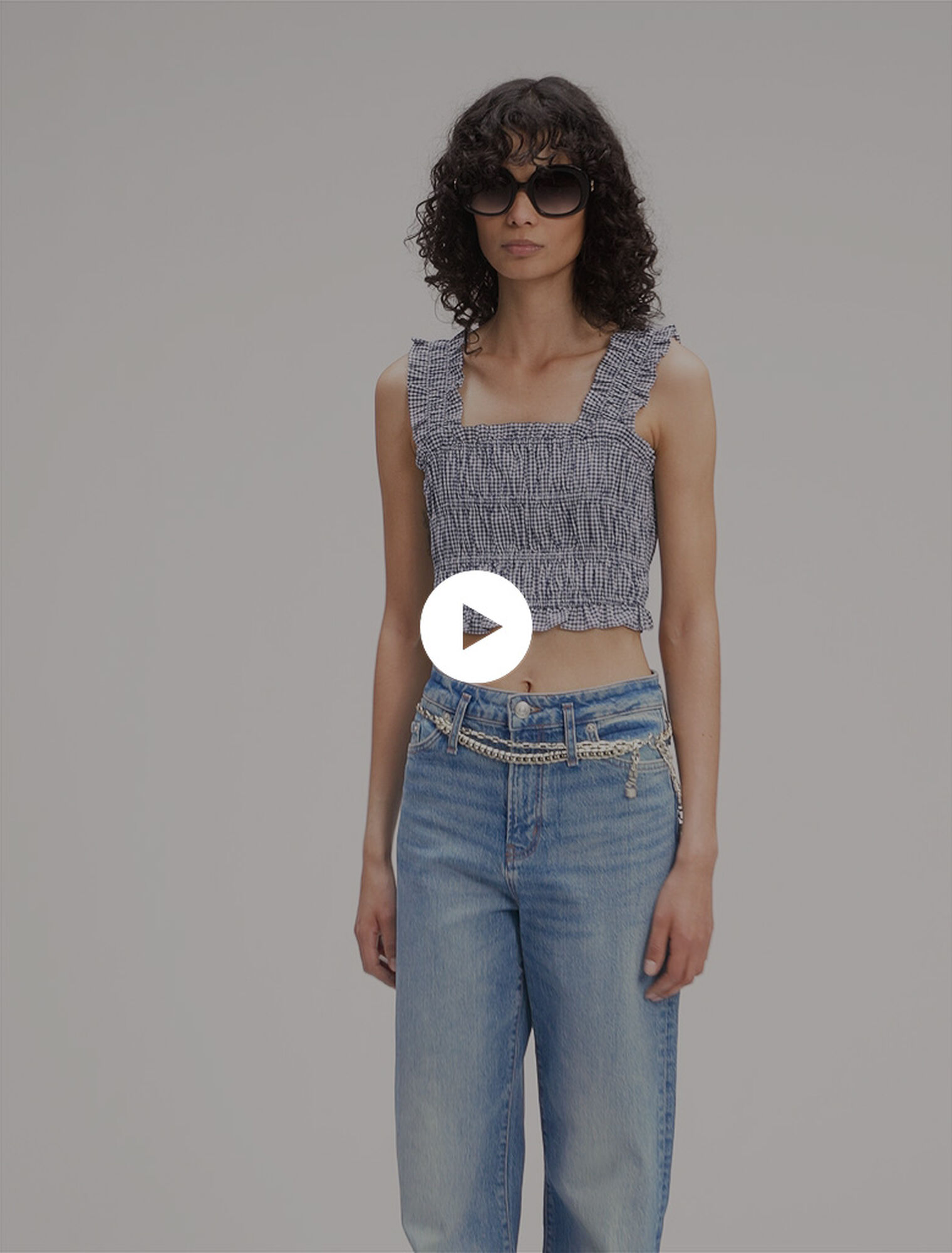 Gingham smocked crop top