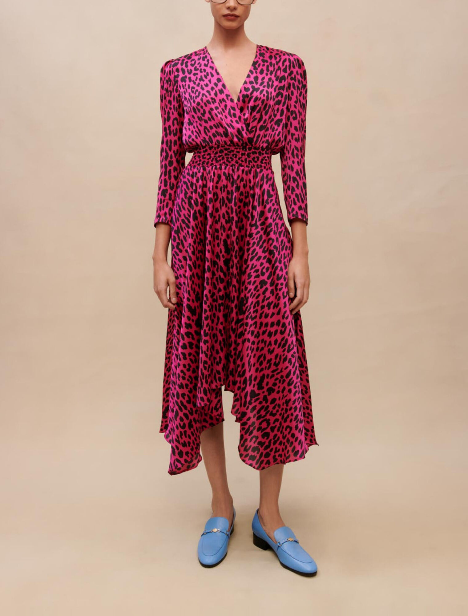 Asymmetrical leopard print dress