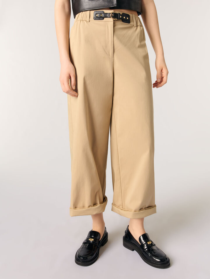 Wide-leg cotton pants