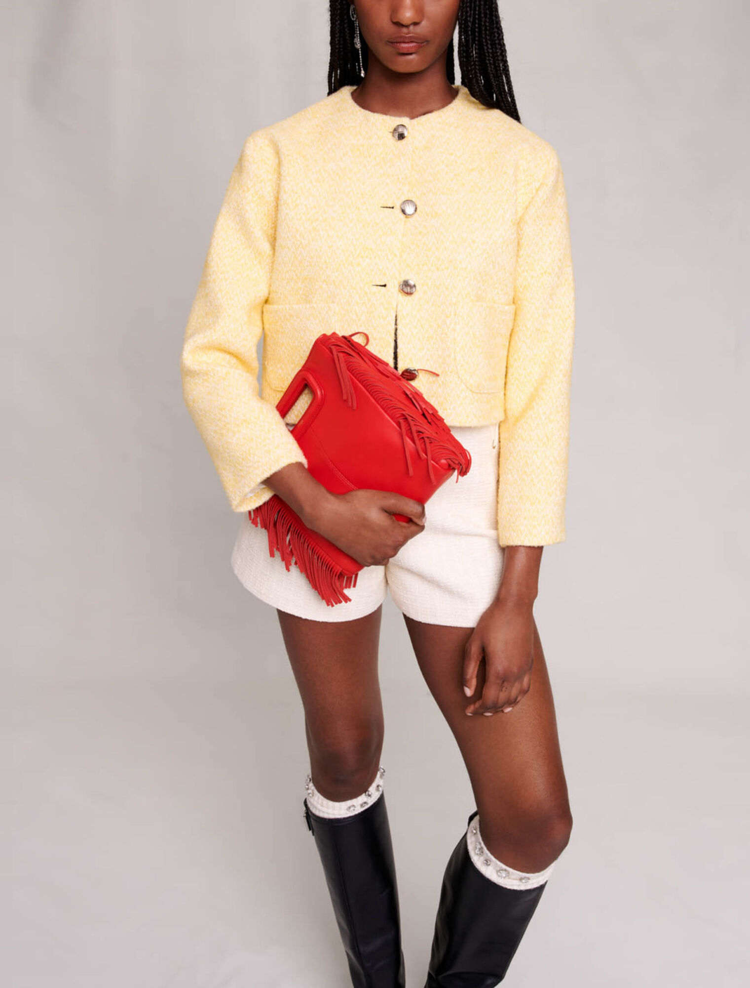 Cropped jacket in tweed