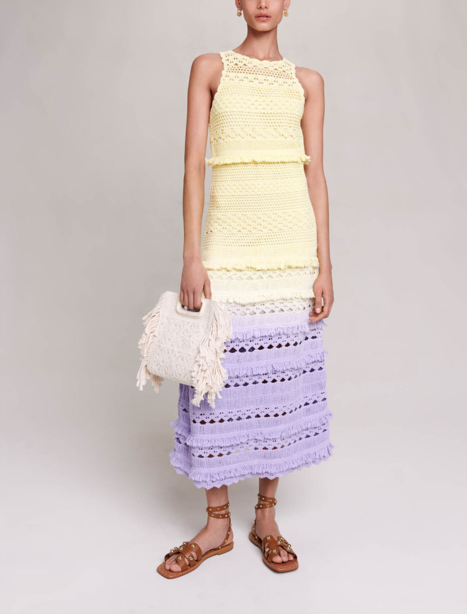 Crochet-knit maxi dress