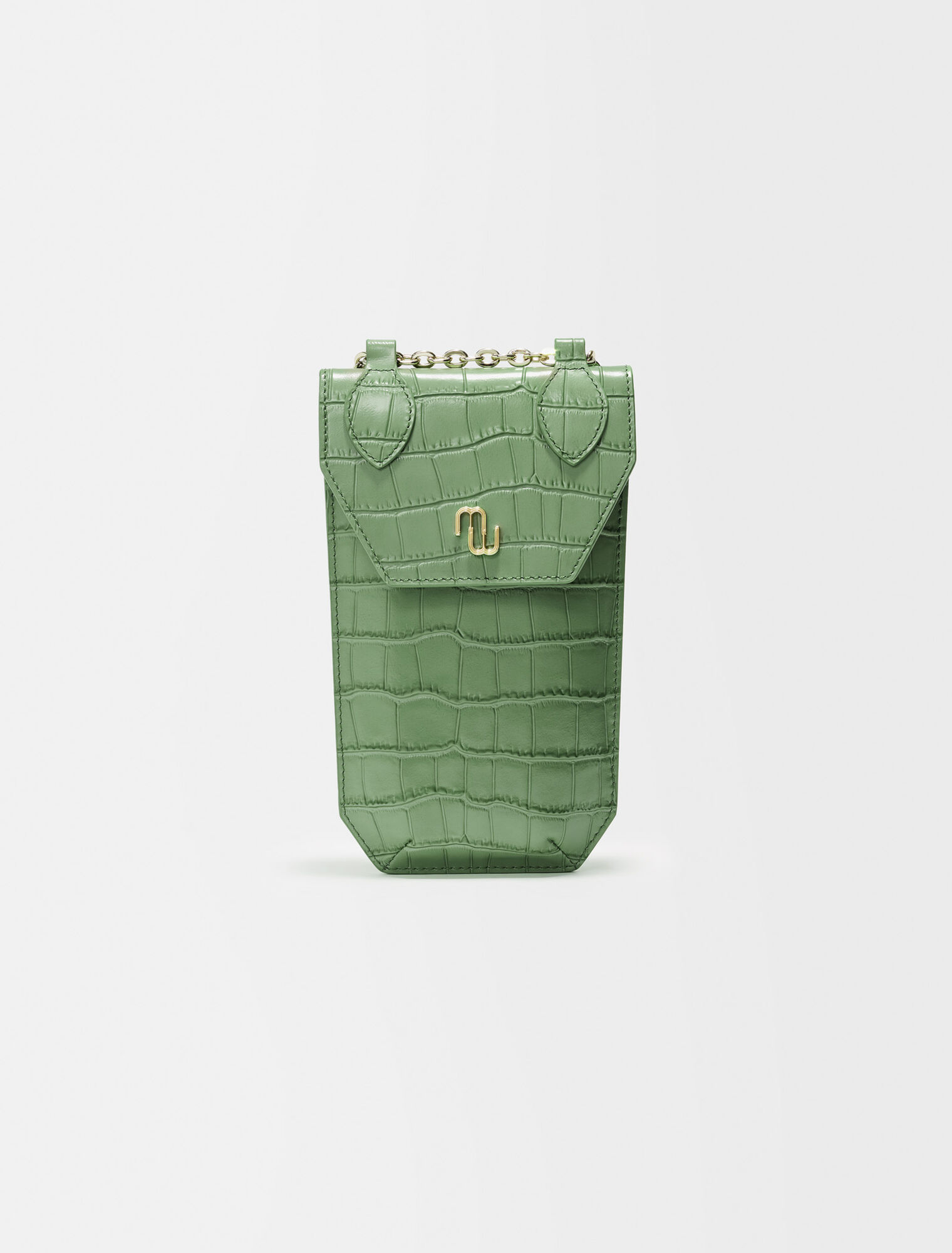 Croco embossed leather phone holder