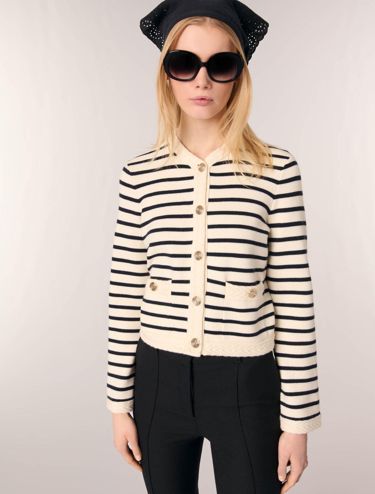 Striped knit cardigan