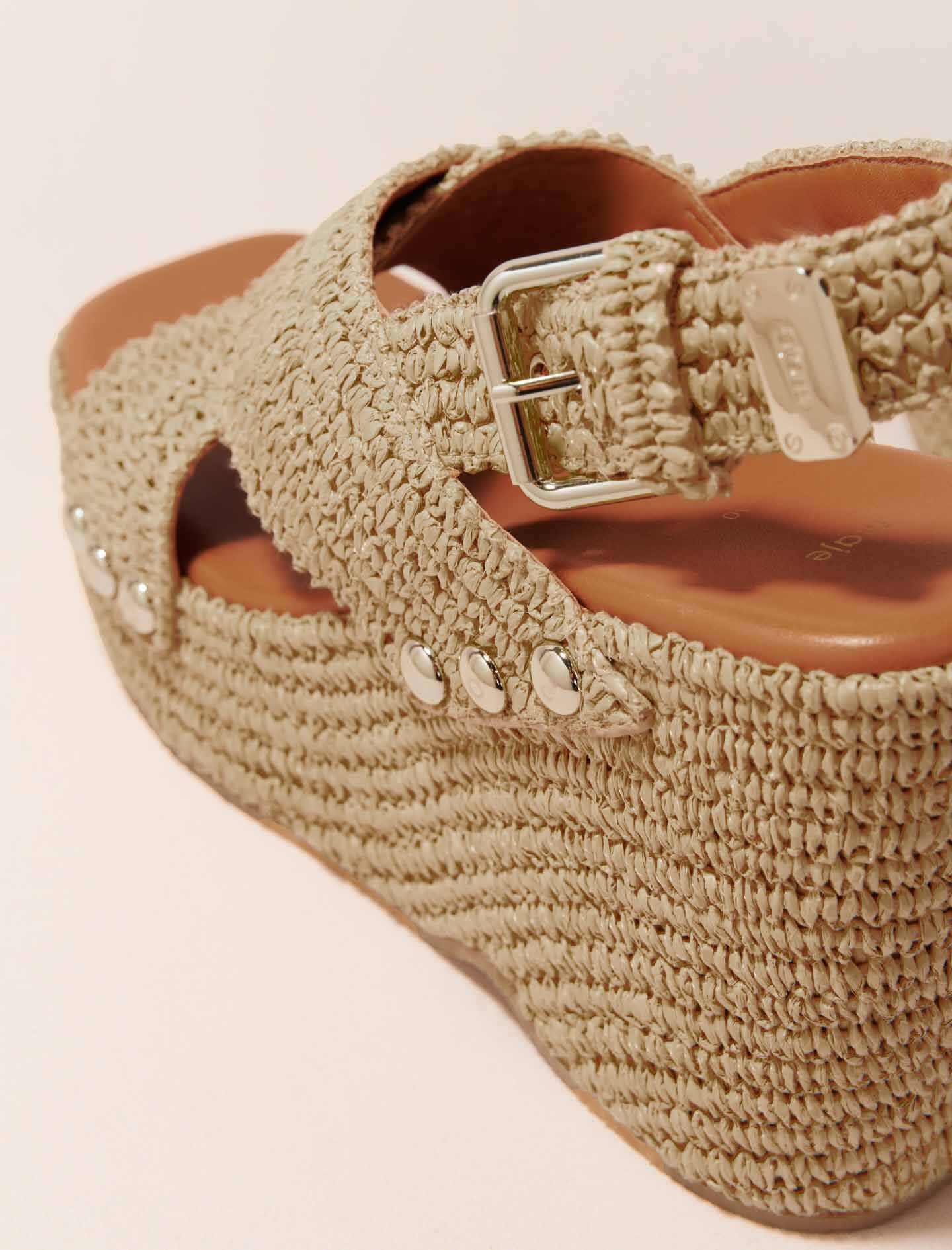 Wedge sandals with raffia effect Brown For Women | Maje