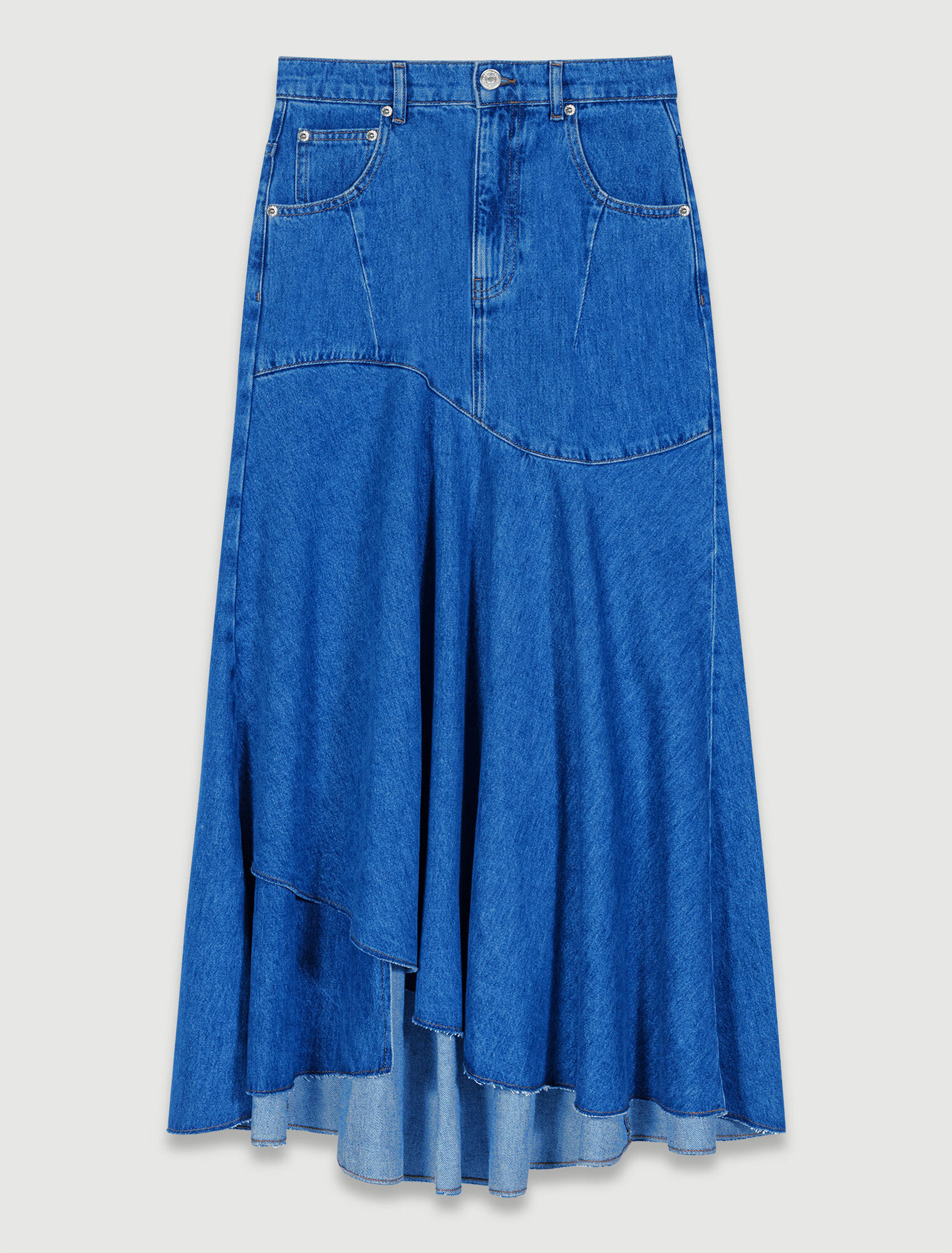 Asymmetrical denim skirt
