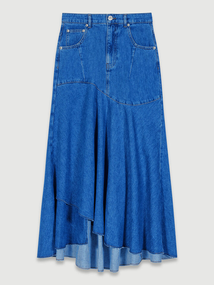 Asymmetrical denim skirt