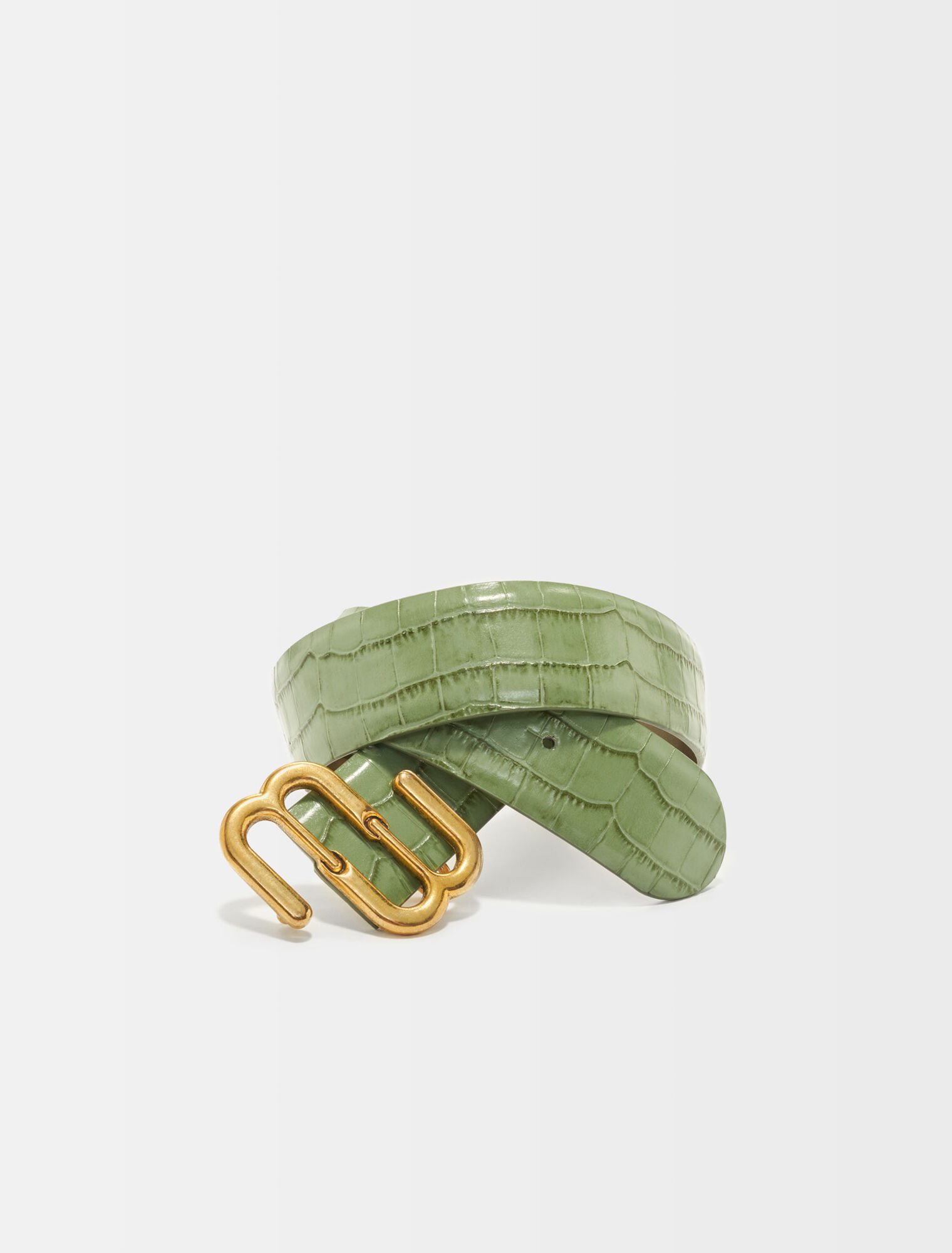 Maje double M croco-effect leather belt