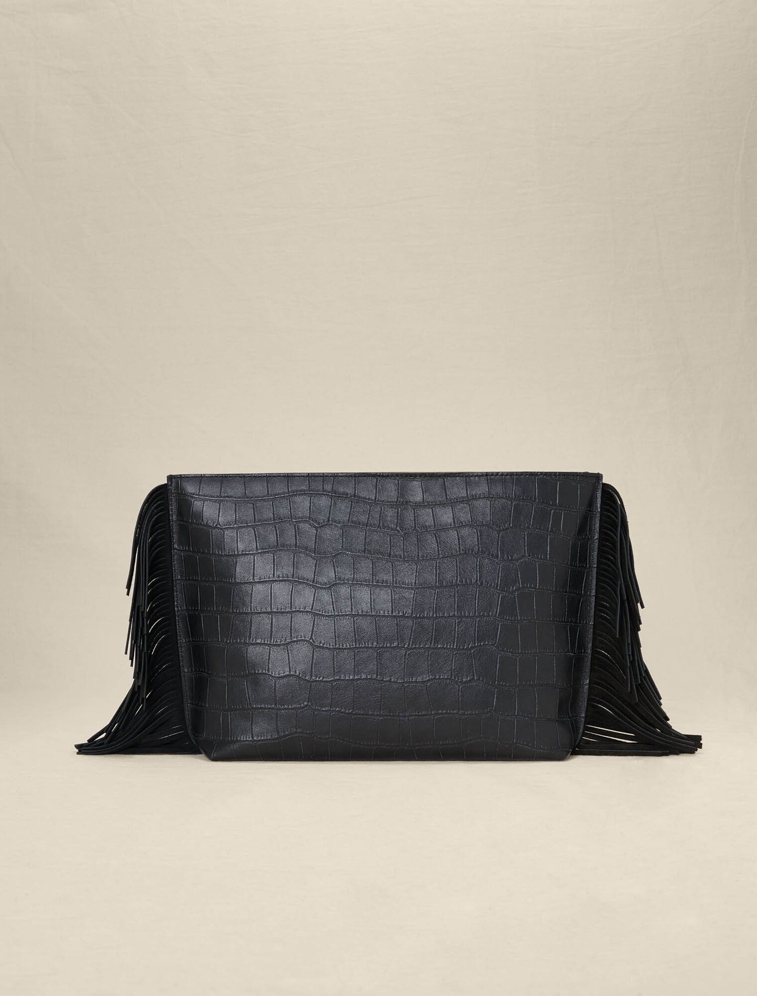 Embossed leather clutch bag