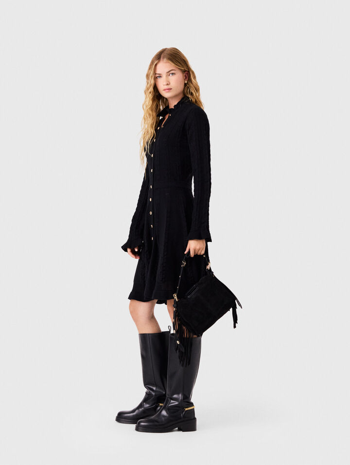 Short knit dress with buttons