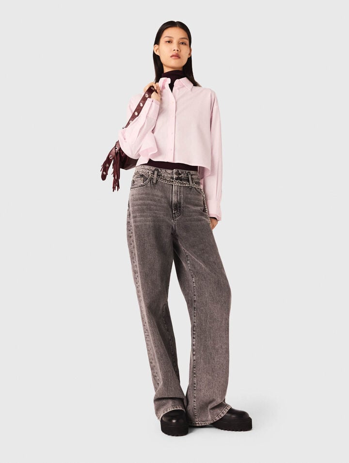 Wide-leg jeans with chain-link belt