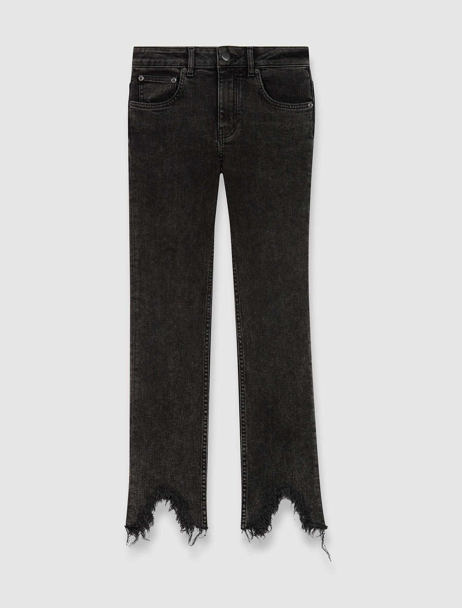 Straight jeans with ripped hems