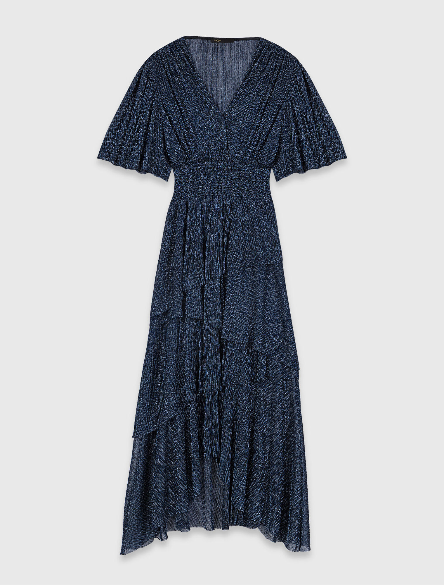Metallic ruffled midi dress