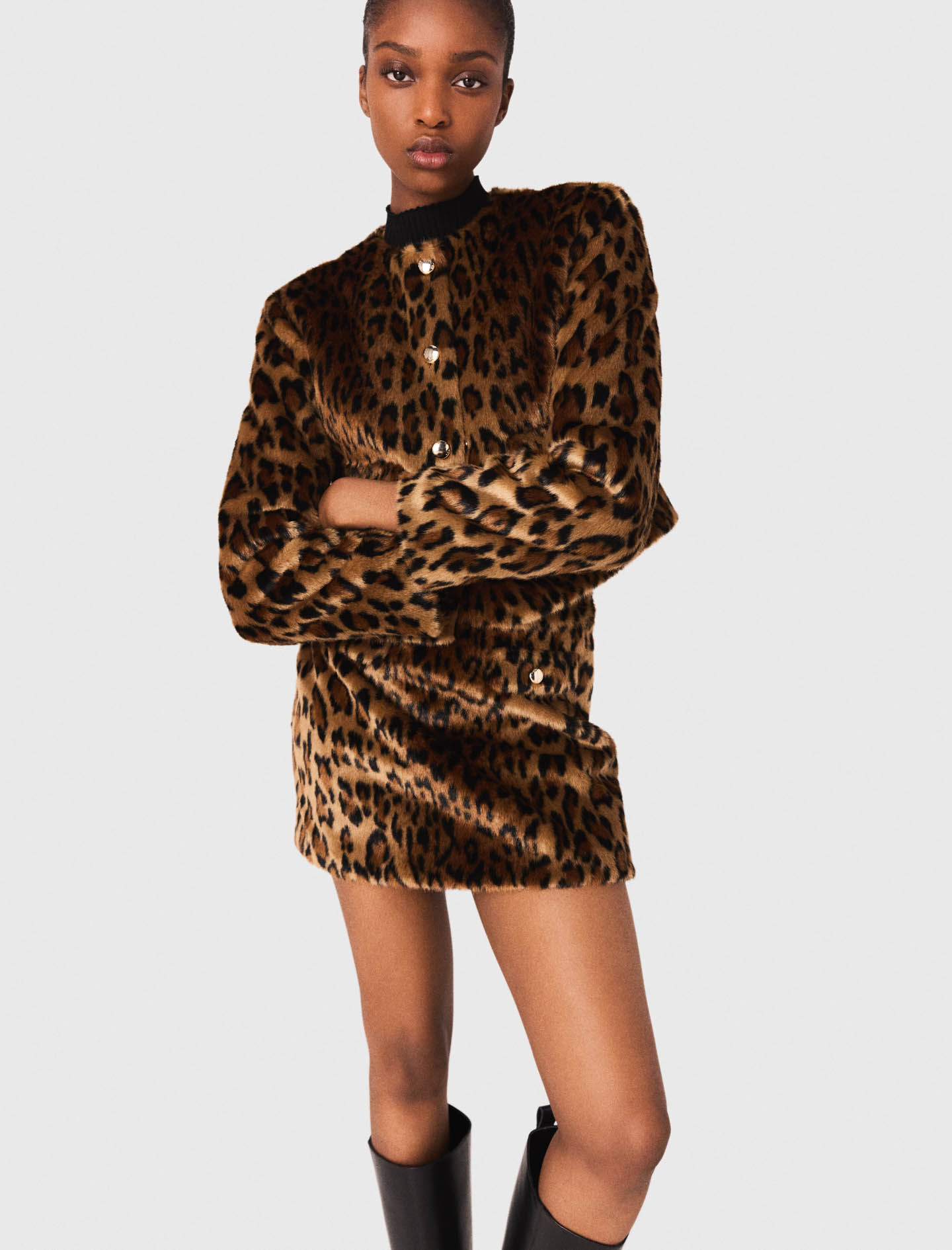 Leopard faux fur jacket Printed For Women | Maje