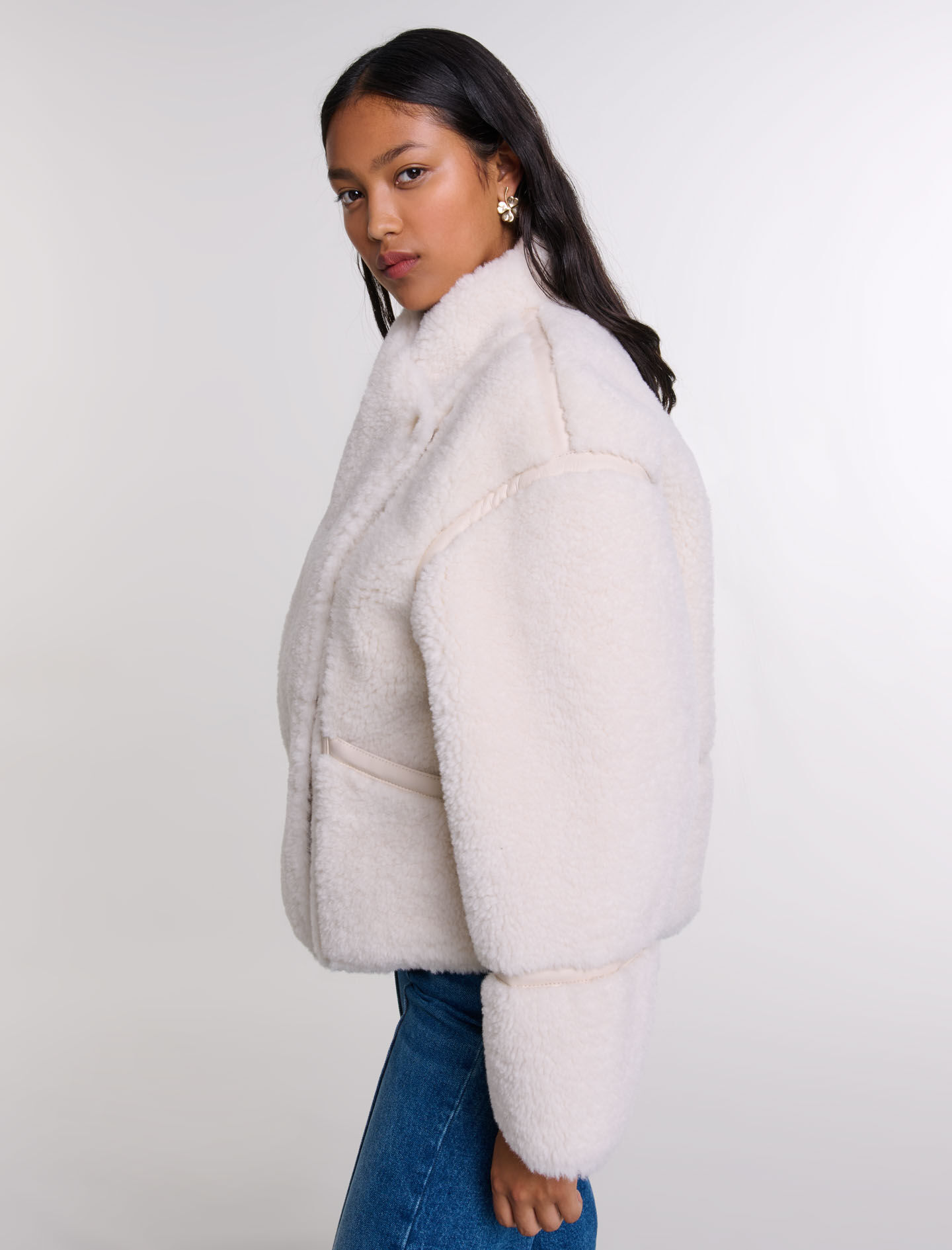 Short faux fur coat White For Women | Maje