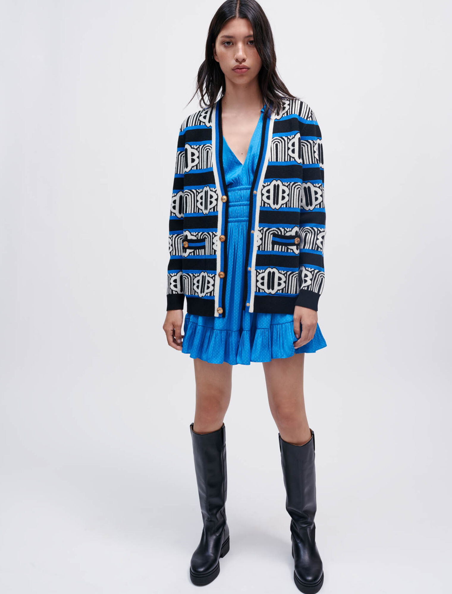 Cardigan in decorative Maje Clover knit