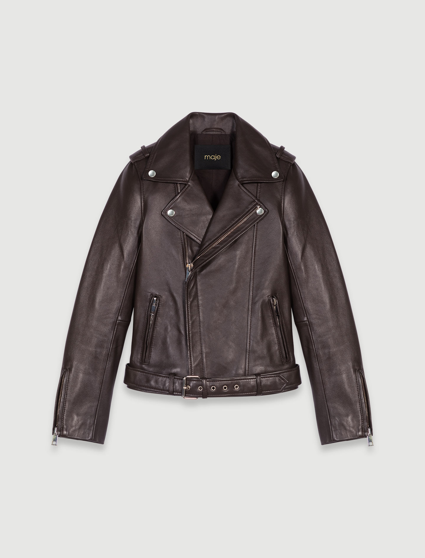 【通販 人気】 Brown jacket Leather For Maje | Women ジャケット・アウター