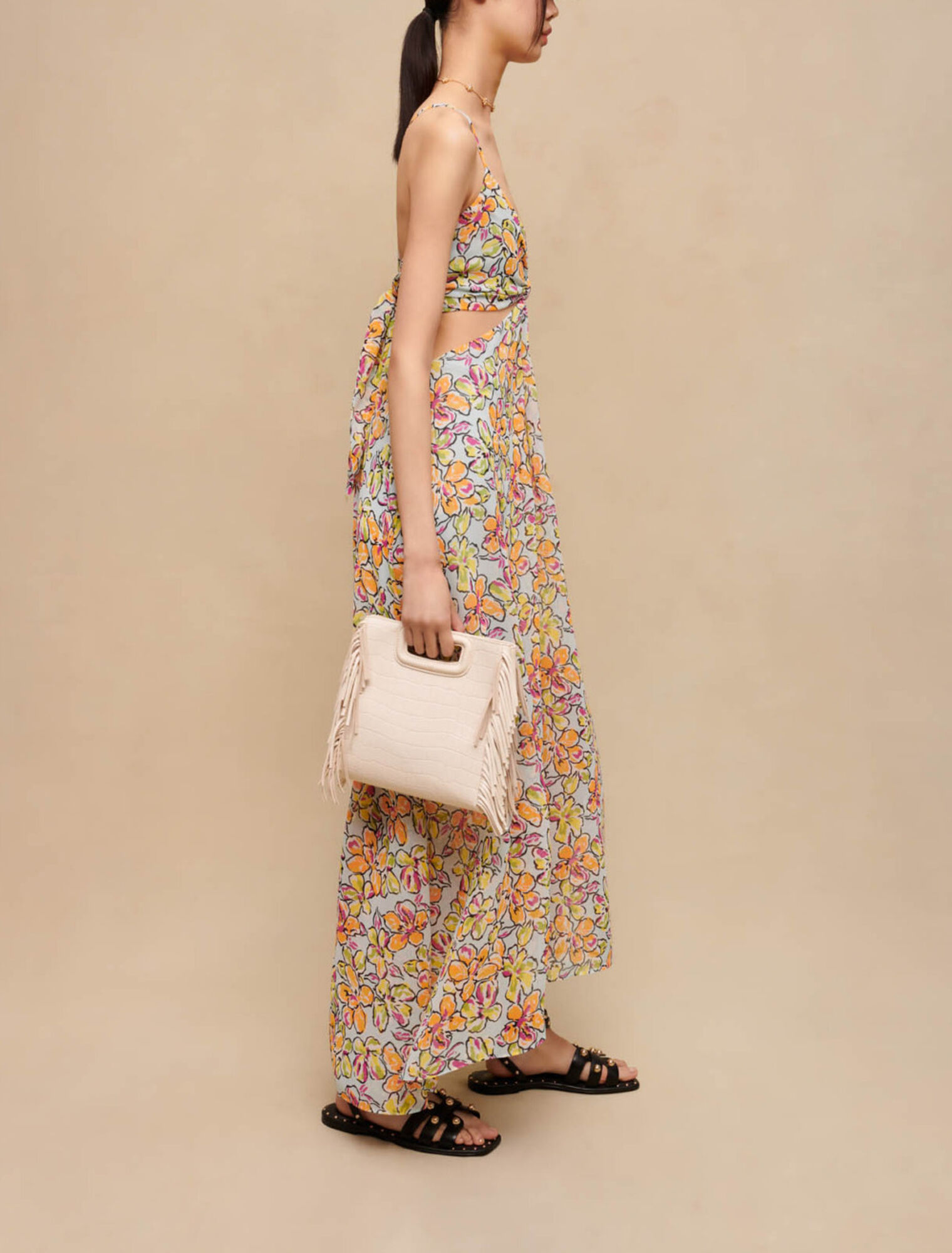Long floral dress with cut-outs
