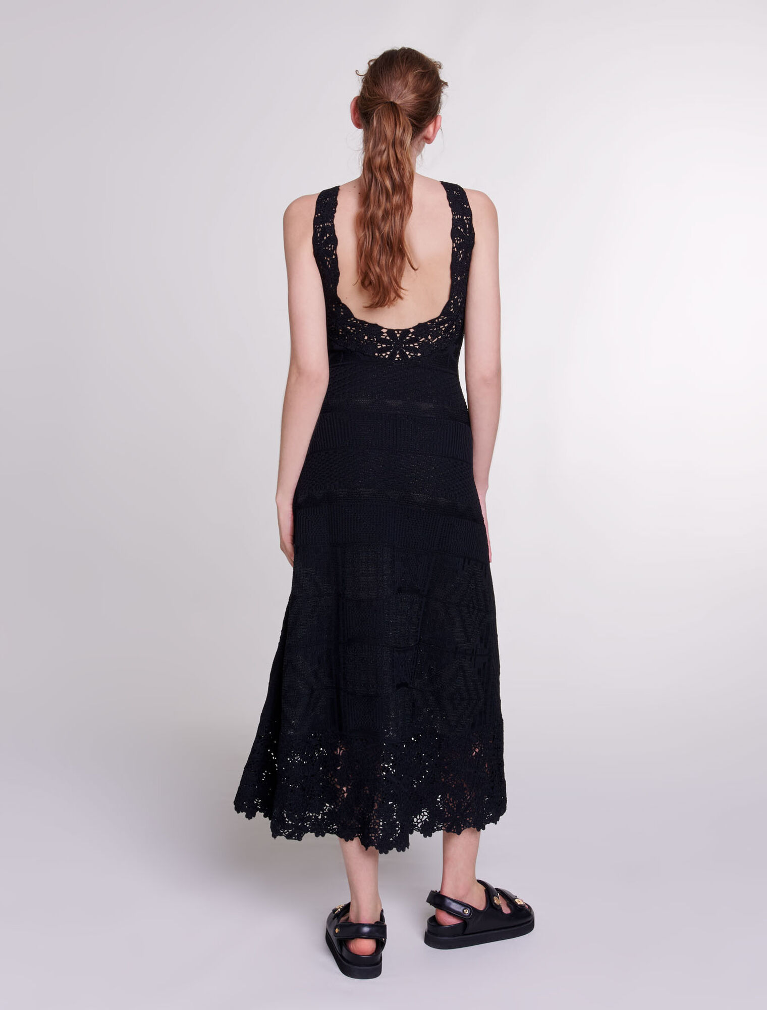 Crochet-knit maxi dress
