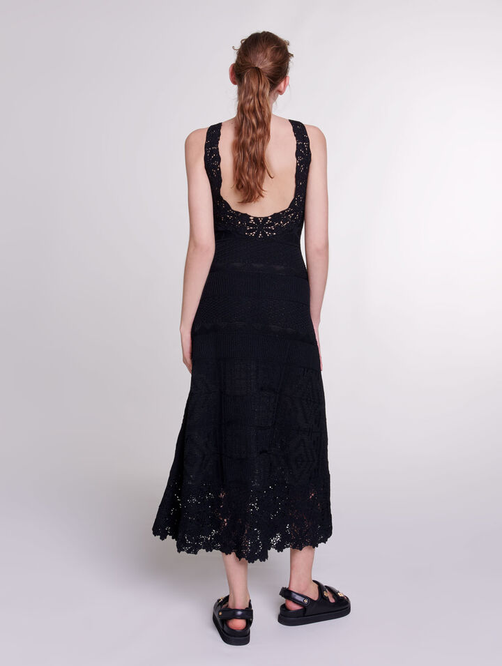 Crochet-knit maxi dress